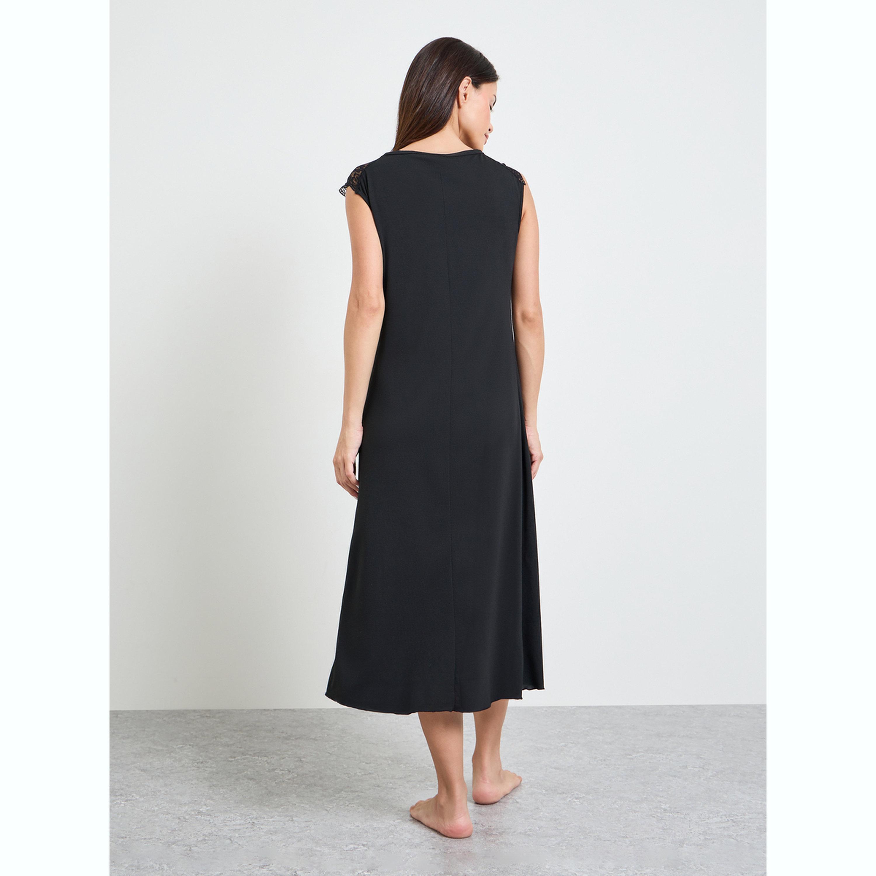 قميص نوم بتفاصيل فتحة أزرار وتفاصيل دانتيل عند الكتف-women-clothing-nightwear-nighties-image-3