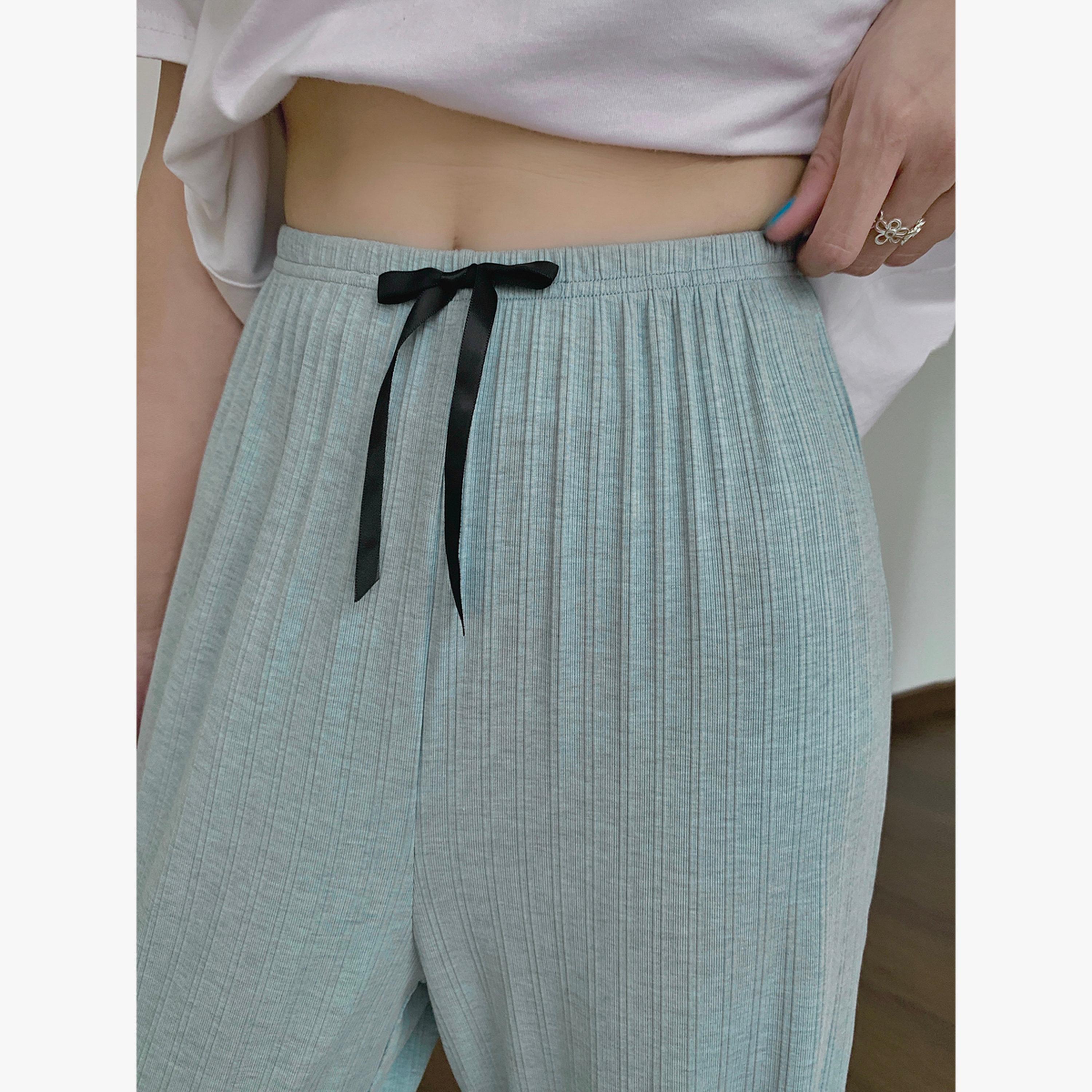 Take Two Light Blue Ribbed Pyjama Pants-women-clothing-nightwear-pyjamas-bottoms-image-3
