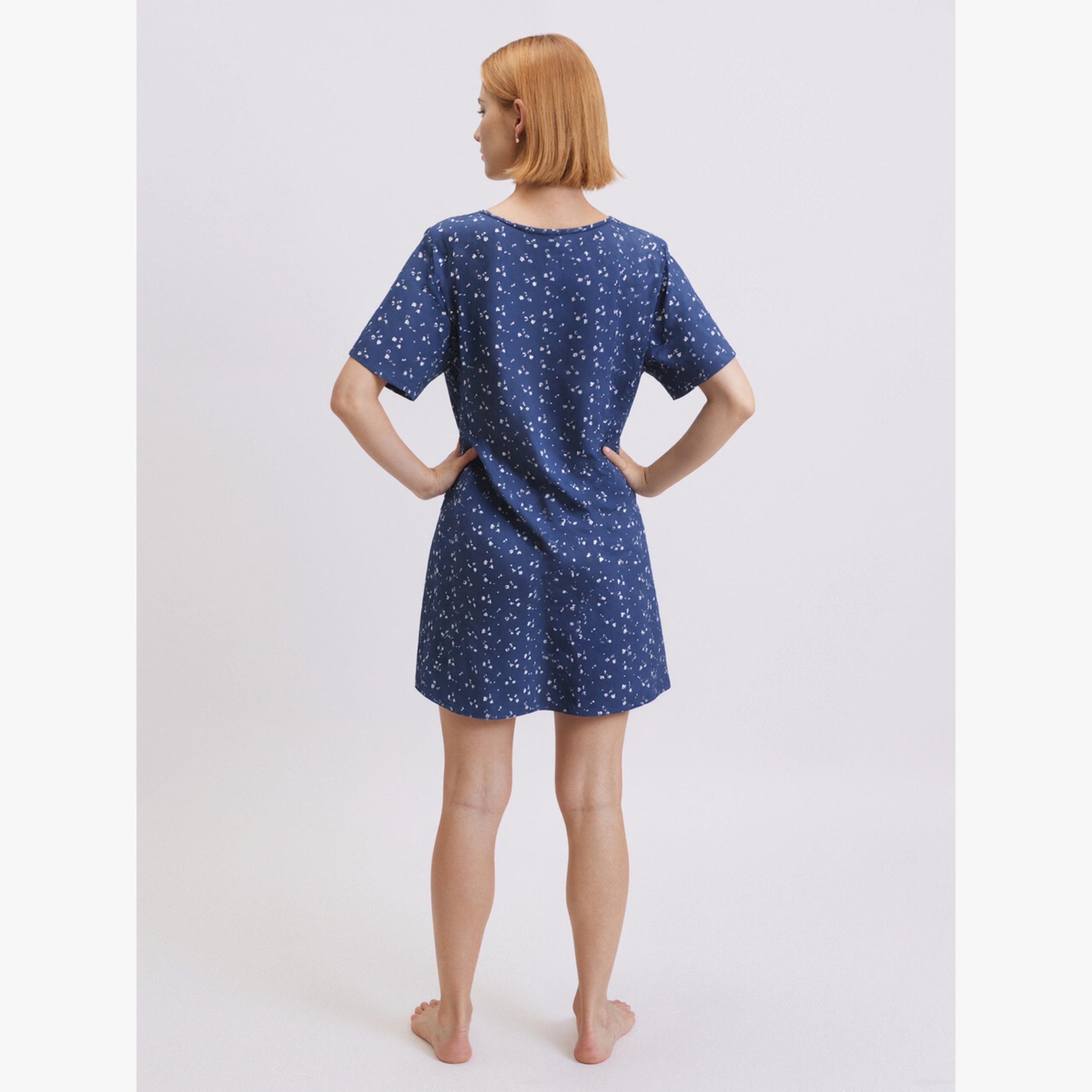 قميص نوم بأكمام قصيرة ومطبوع-women-clothing-nightwear-nighties-image-5