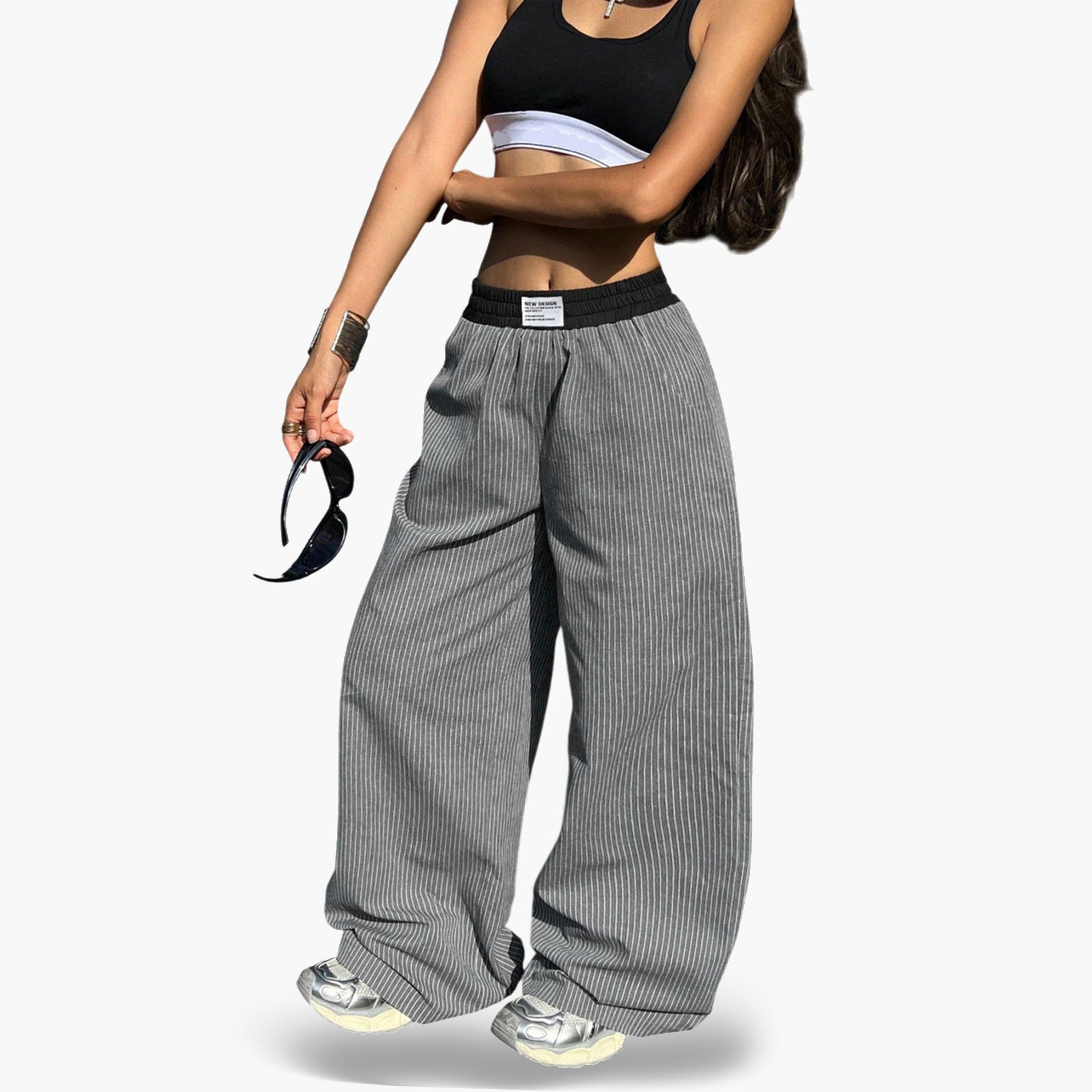 Take Two Grey Pinstripe Wide Leg Trousers-women-clothing-bottoms-joggers-image-5