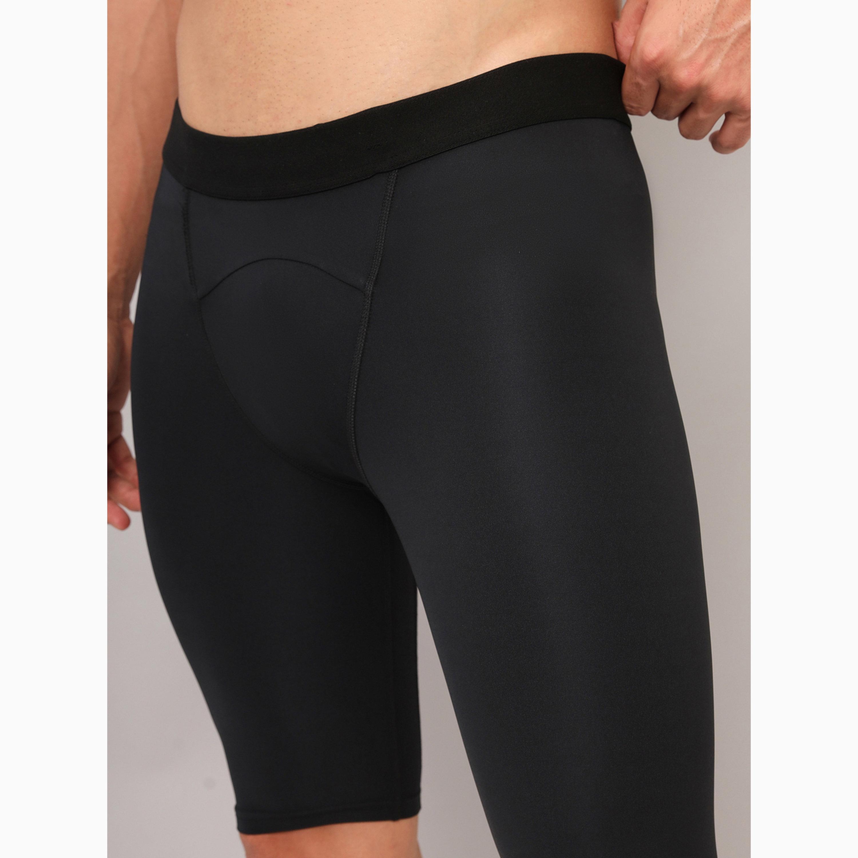 بنطال رياضي ضاغط سادة بقصة ضيقة للرجال-men-clothing-sportswearandactivewear-bottoms-shorts-image-3