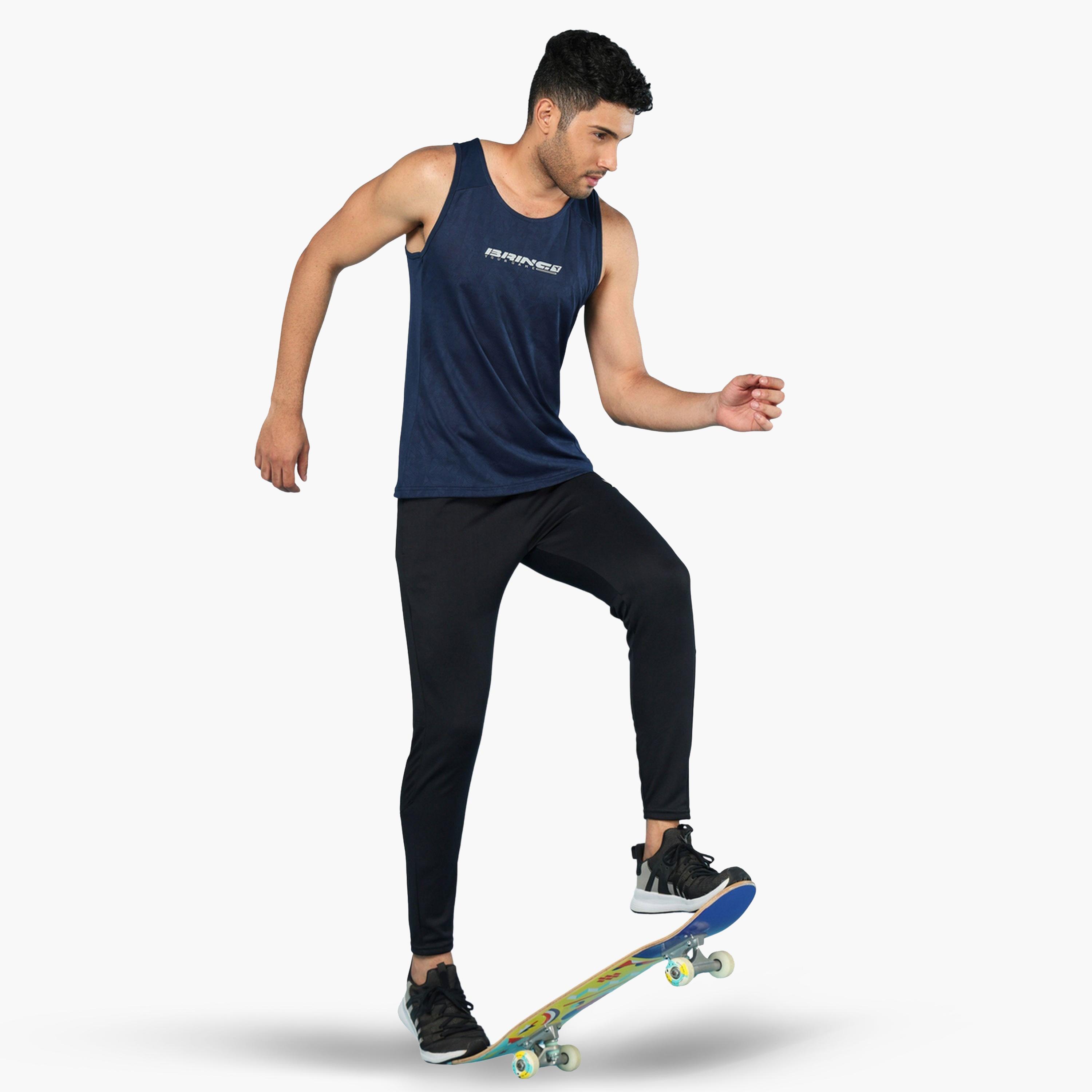 بنطال رياضي سادة بقصة ضيقة للرجال-men-clothing-sportswearandactivewear-bottoms-joggers-image-2