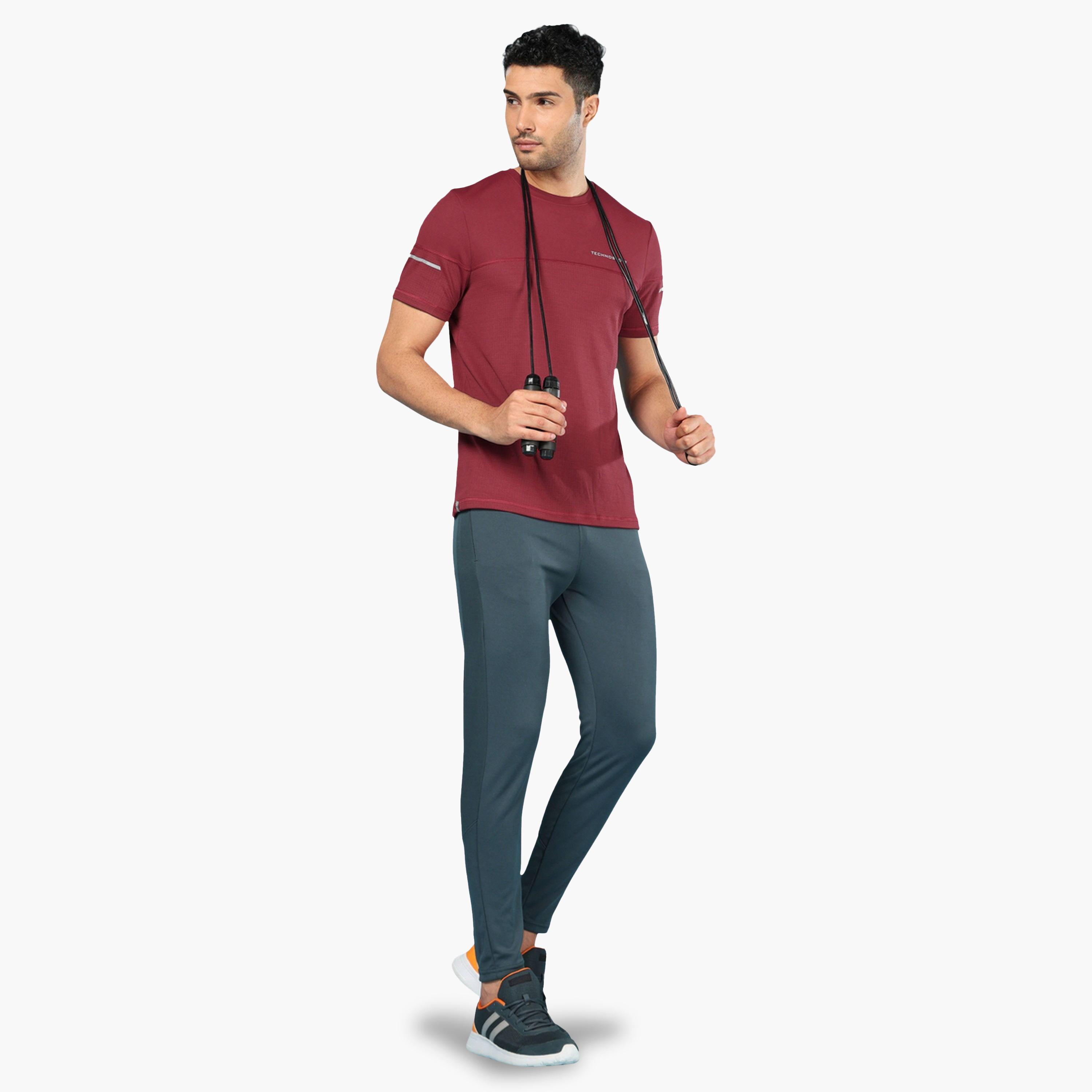 Technosport X Styli Men Solid Slim Fit Sports Track Pants with TECHNO DRY-men-clothing-sportswearandactivewear-bottoms-joggers-image-2