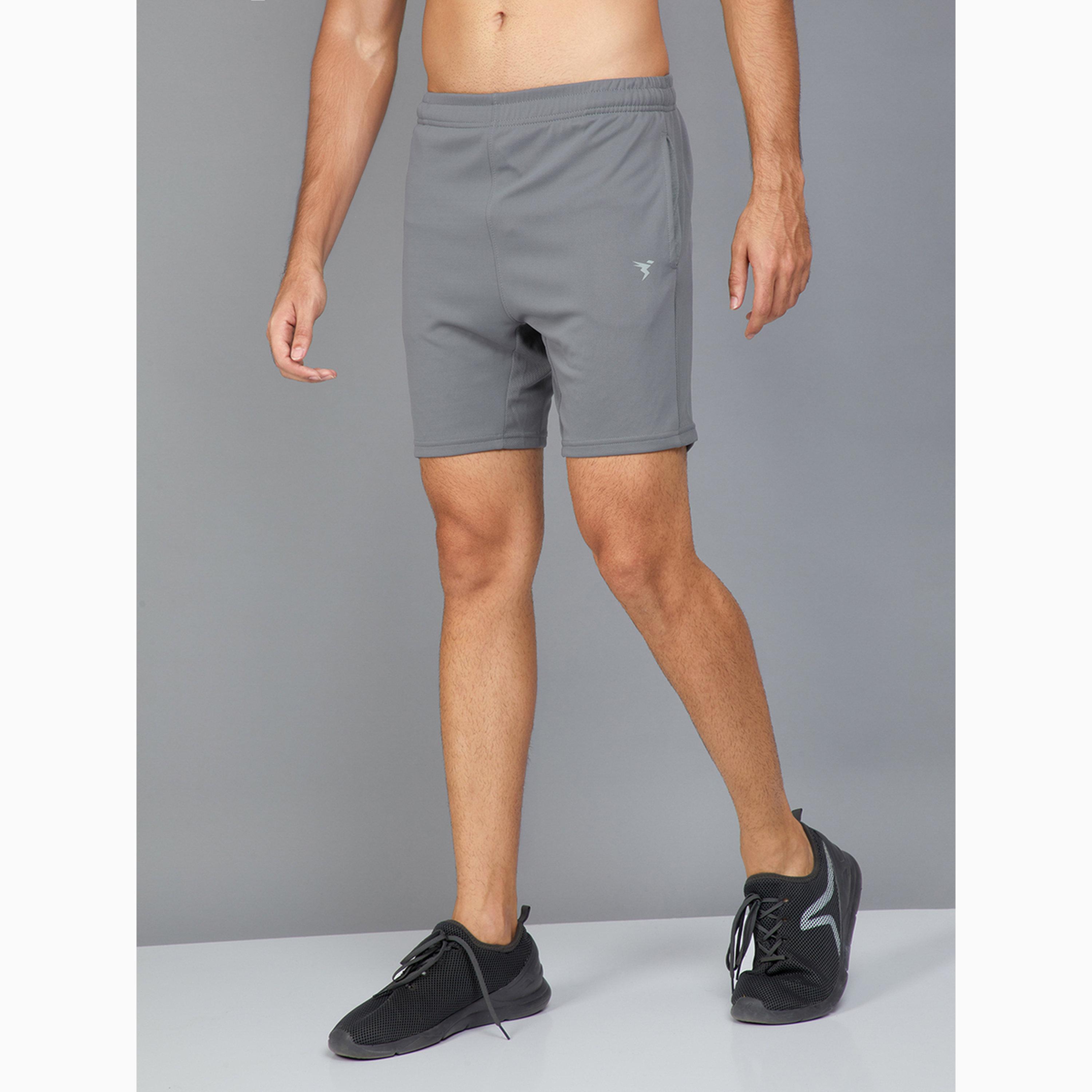 Technosport X Styli Men Solid Slim Fit Sports Shorts with TECHNO DRY-men-clothing-bottoms-shorts-image-2