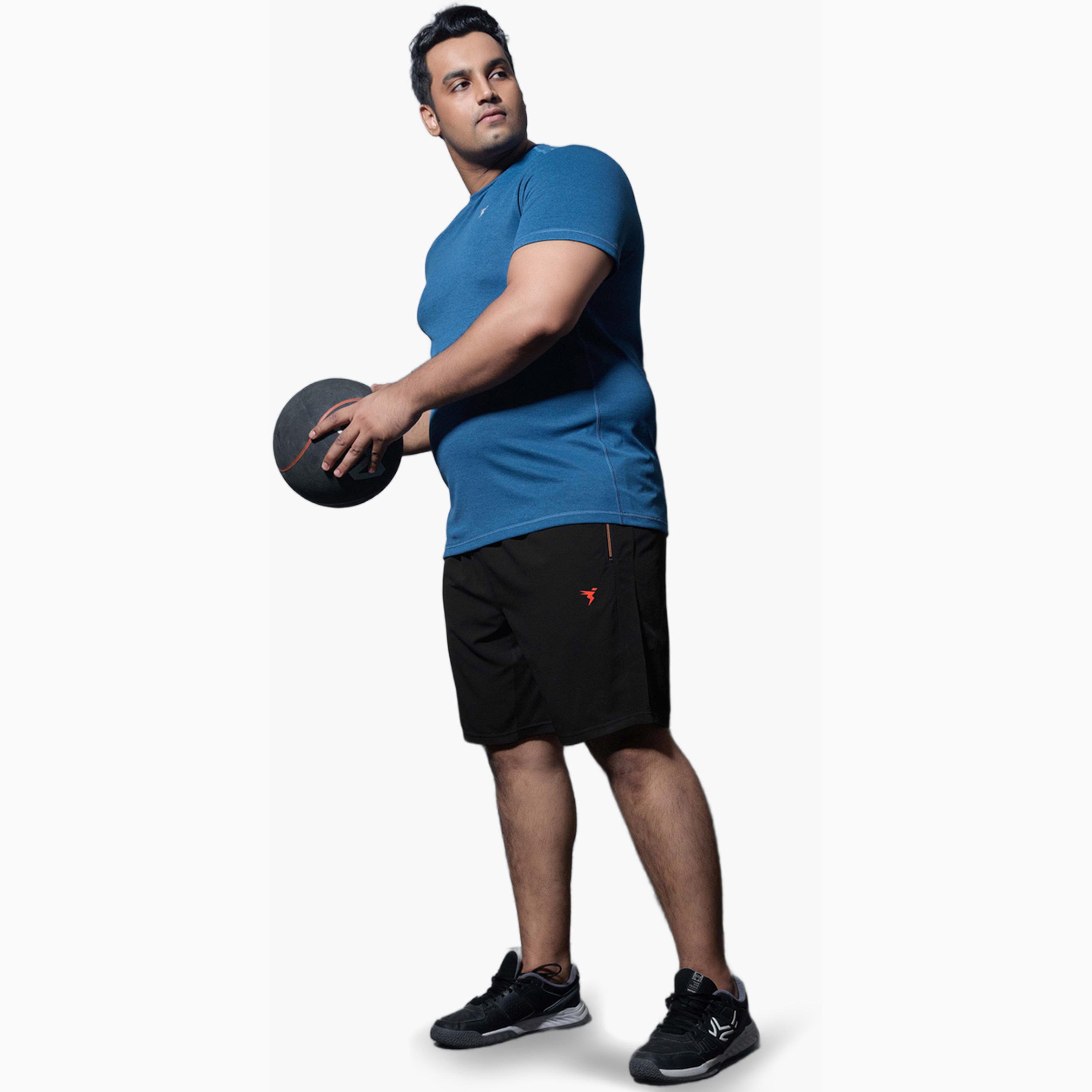 Technosport X Styli Men Solid Slim Fit Sports Shorts with TECHNOLITE-men-clothing-sportswearandactivewear-bottoms-shorts-image-2