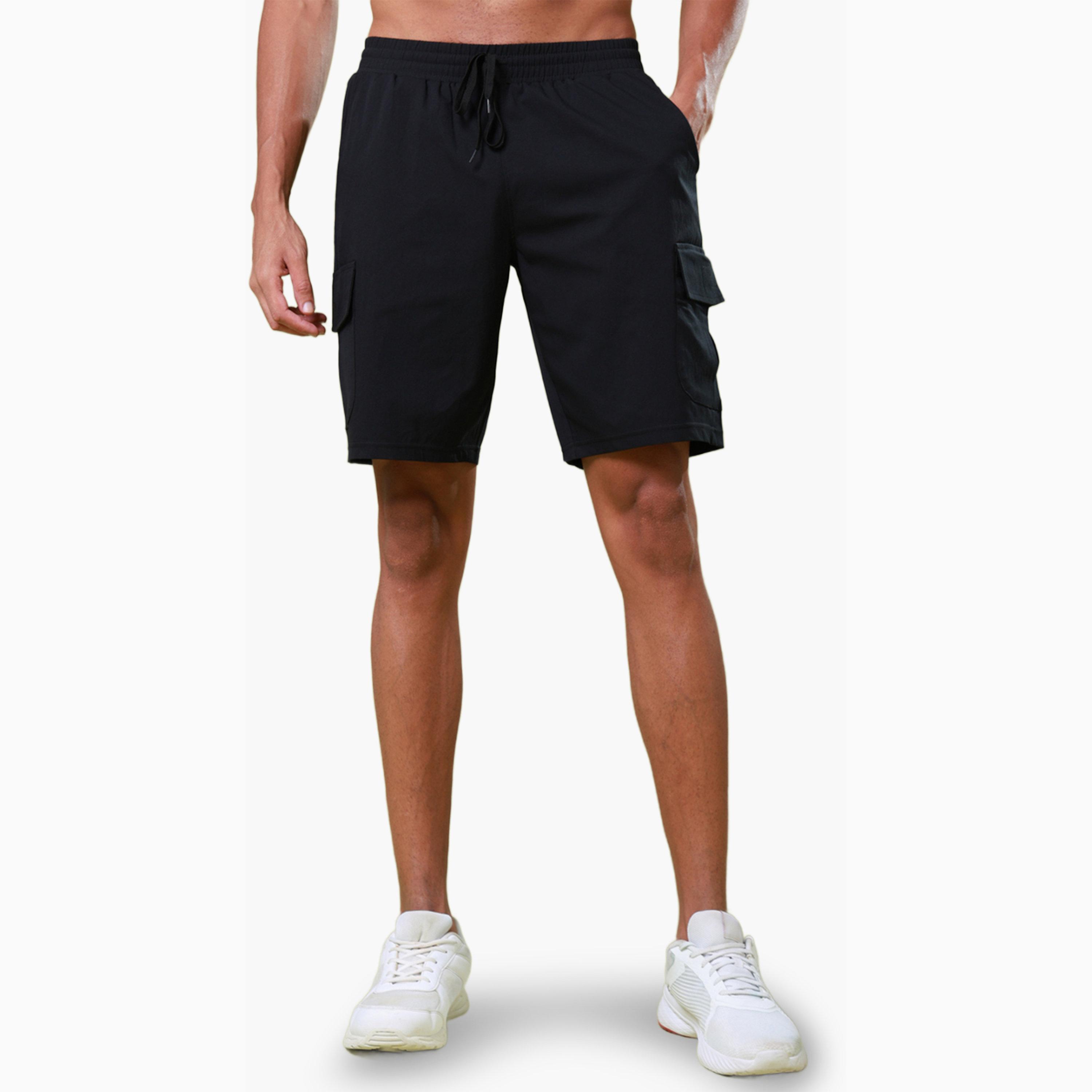 Technosport X Styli Men Solid Slim Fit Sports Shorts with TS FLEXI-men-clothing-sportswearandactivewear-bottoms-shorts-image-1