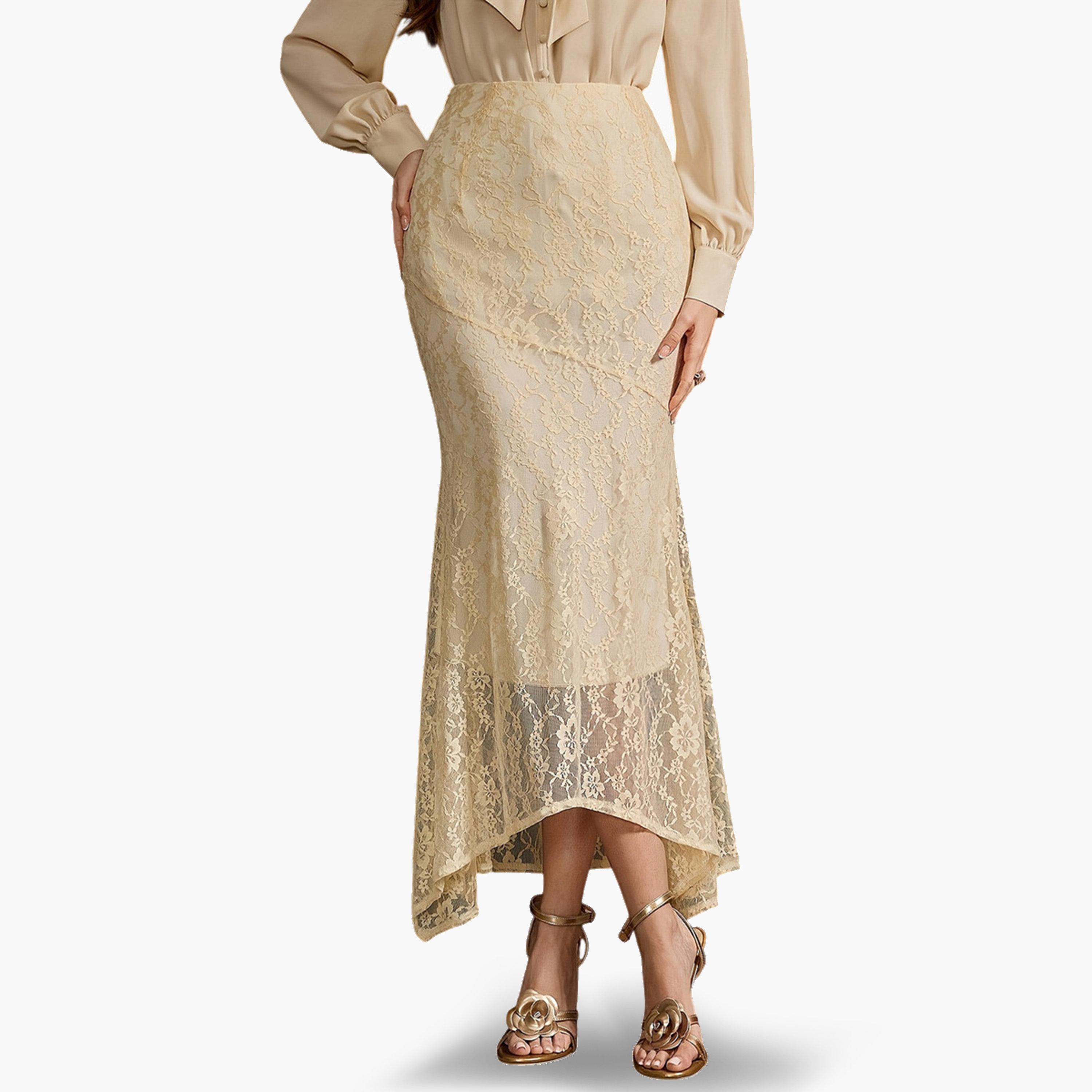 تنورة ميدي مطرزة بالدانتيل-women-clothing-bottoms-skirts-image-1