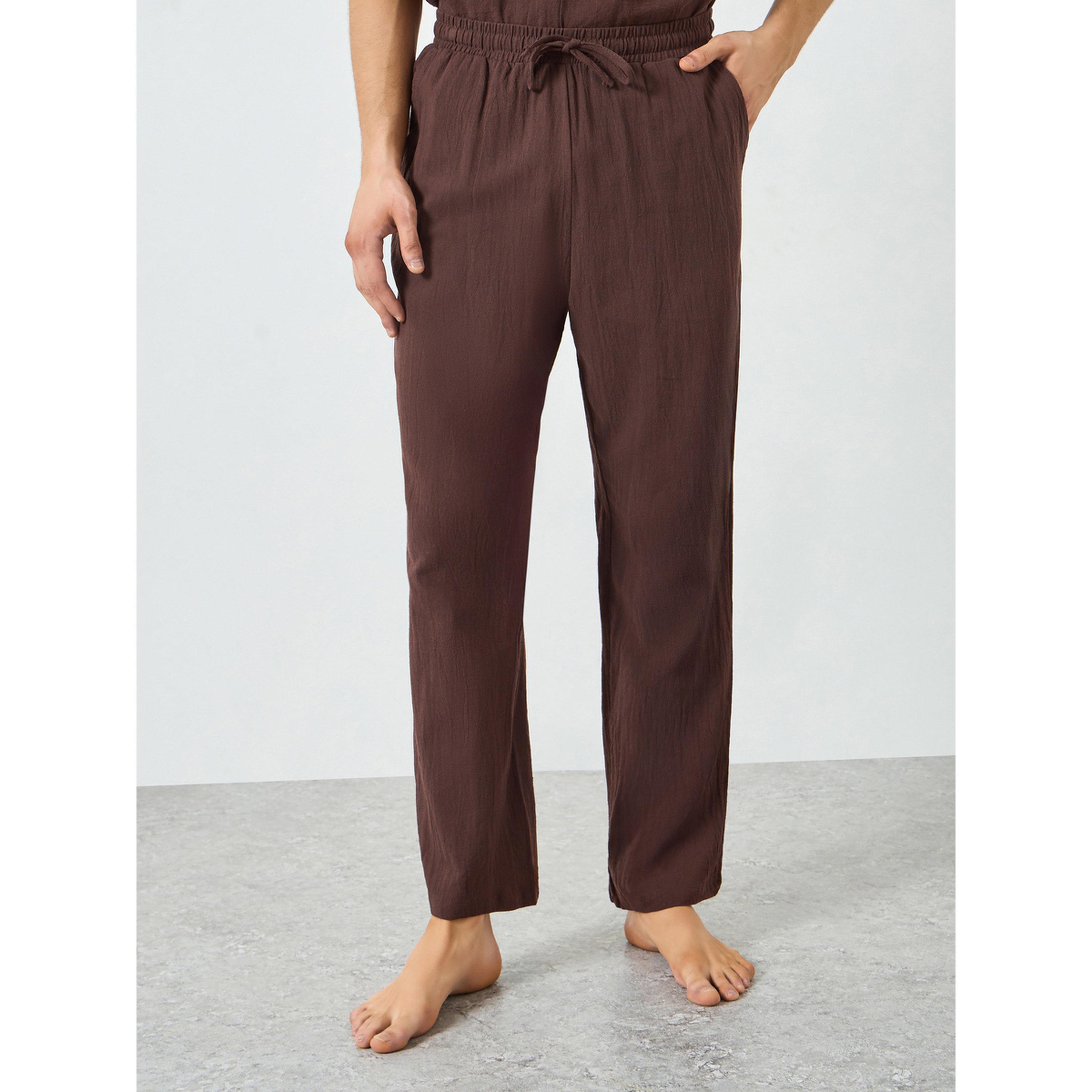 Take Two Men Coffee Brown Textured Shirt and Pyjama Set-men-clothing-nightwear-sets-image-5