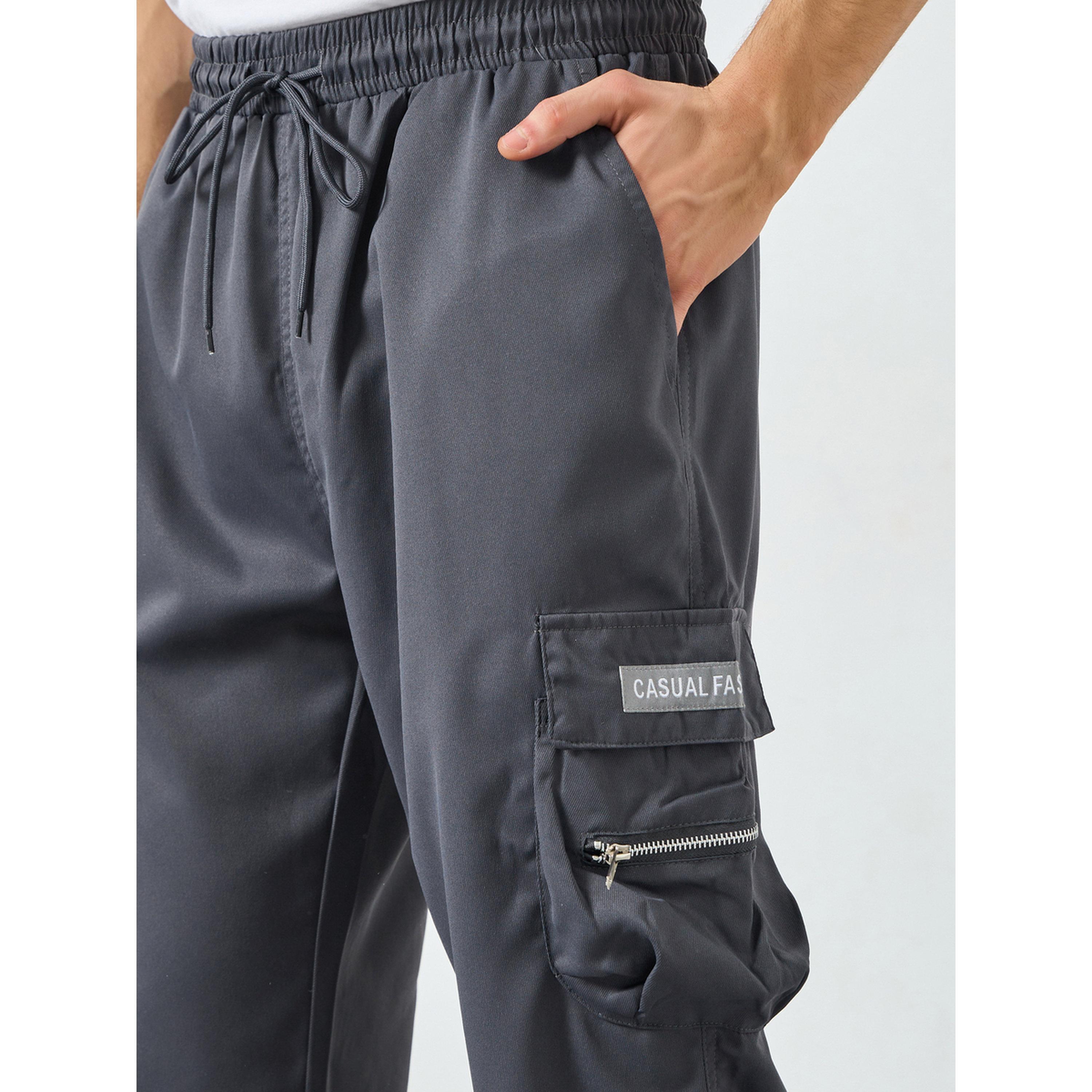 Take Two Men Grey Cargo Trousers with Elastic Cuffs-men-clothing-bottoms-joggers-image-4