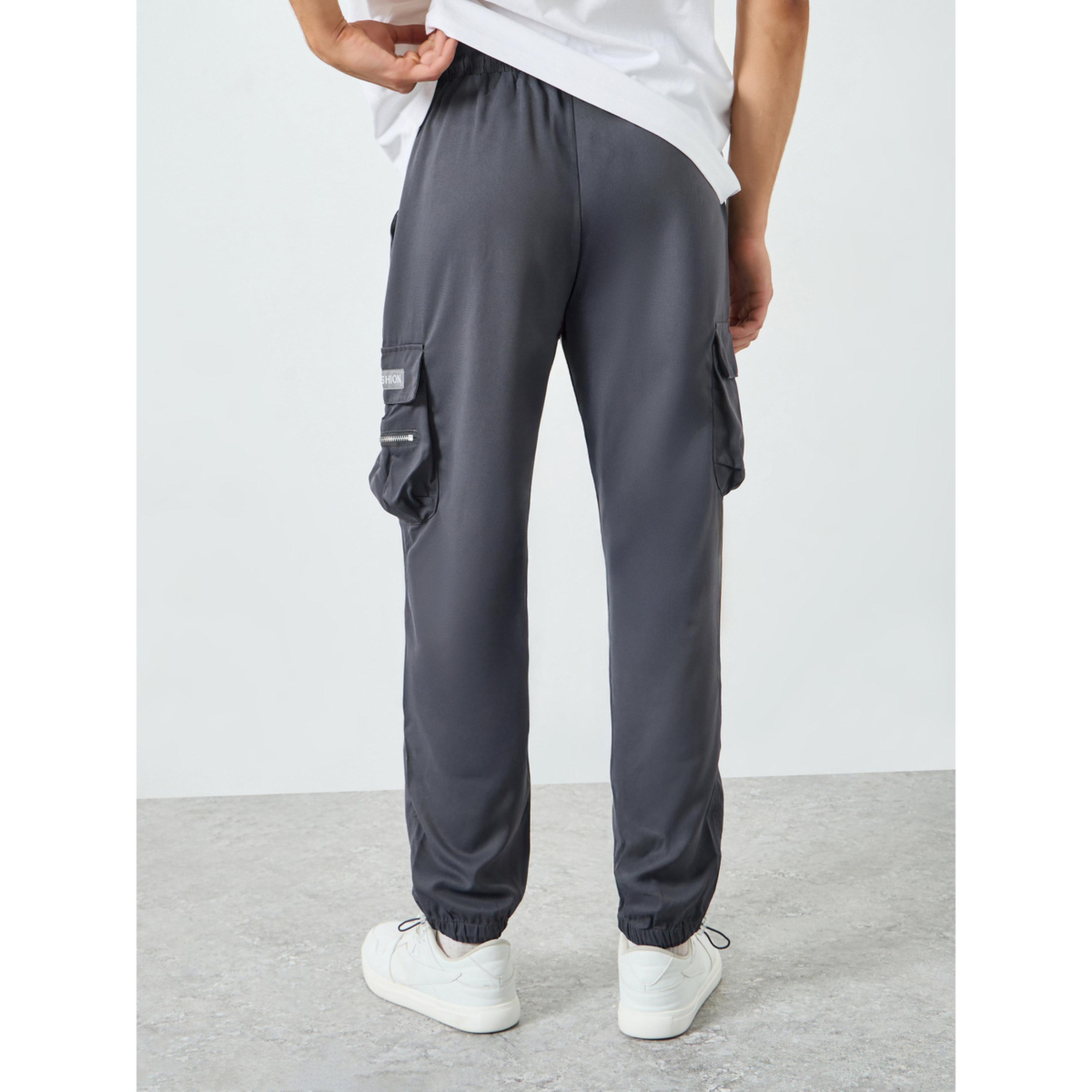Take Two Men Grey Cargo Trousers with Elastic Cuffs-men-clothing-bottoms-joggers-image-5
