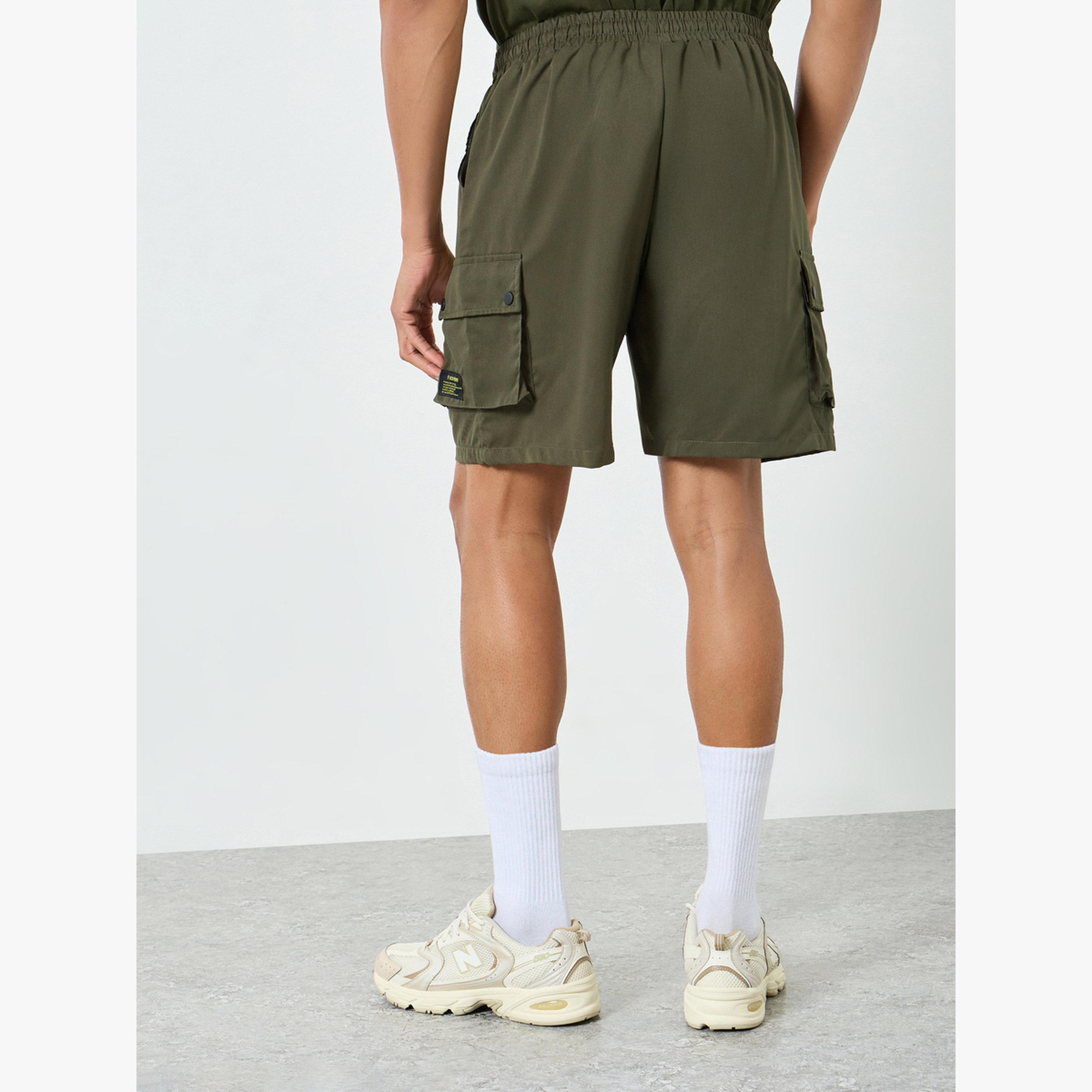 Take Two Men Khaki Solid Pocket Detail Shorts with Drawstring-men-clothing-swimandbeach-shorts-image-4