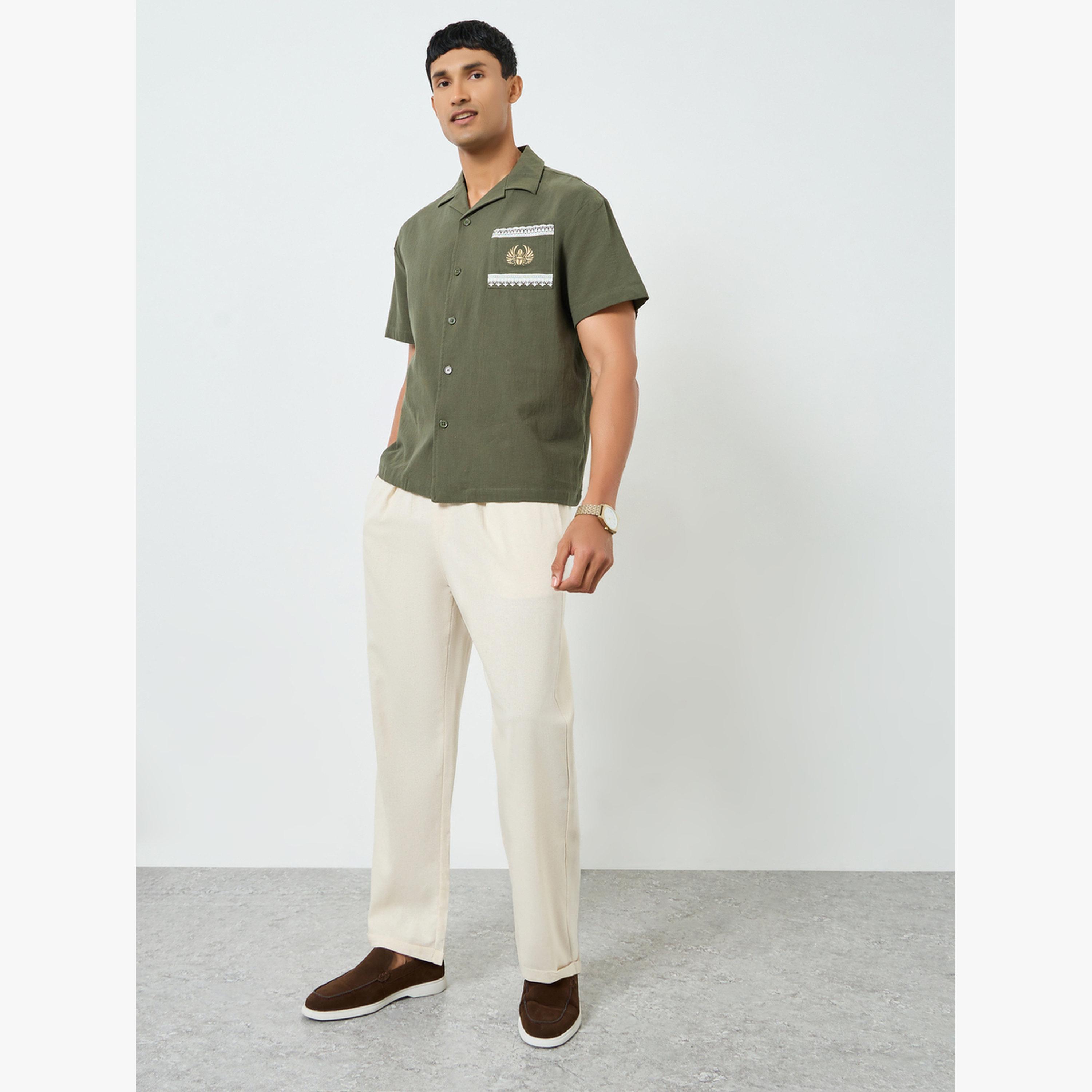 Take Two Men Beige Relaxed Fit Linen Trousers-men-clothing-bottoms-joggers-image-2
