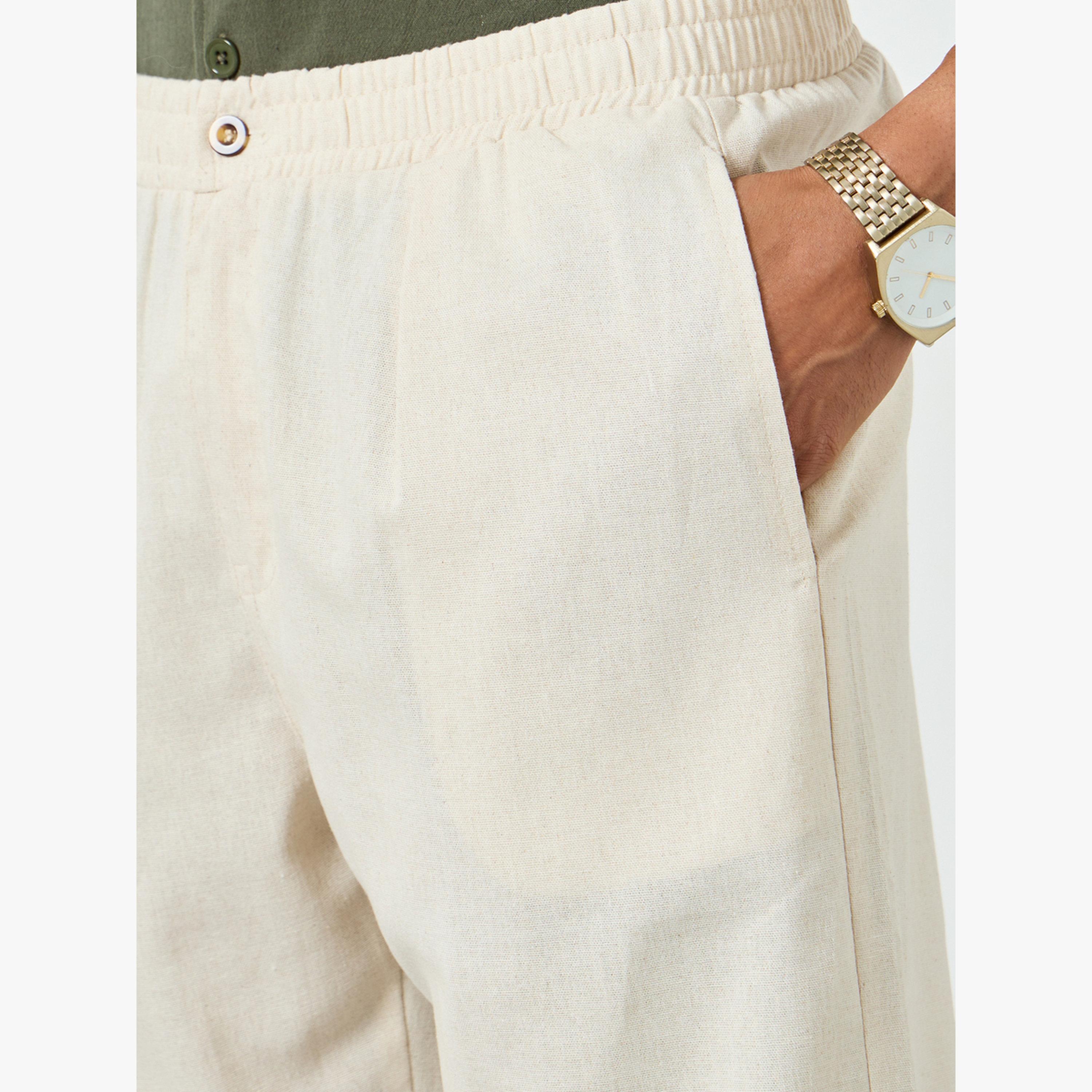 Take Two Men Beige Relaxed Fit Linen Trousers-men-clothing-bottoms-joggers-image-4
