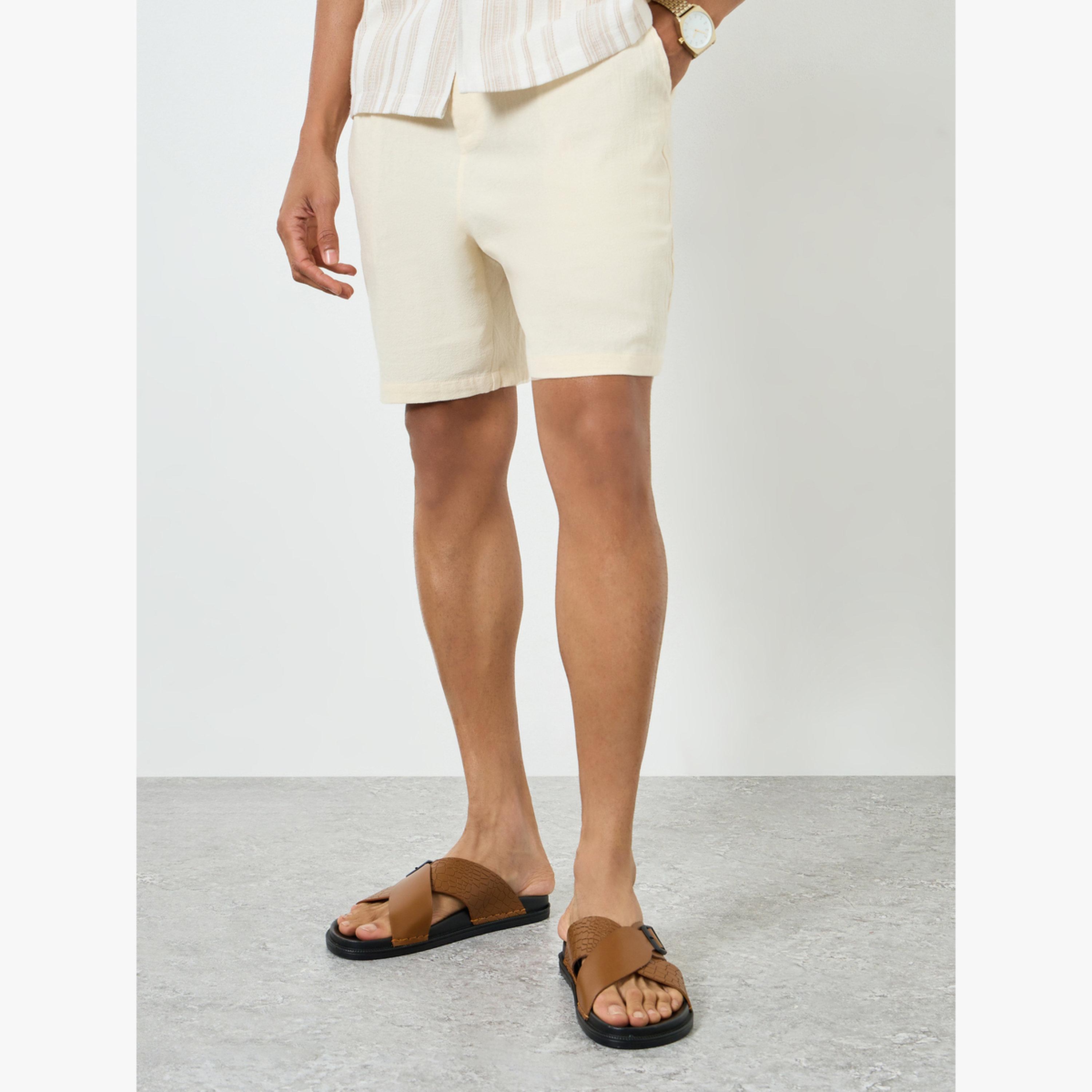 Take Two Men Beige Solid Linen Shorts-men-clothing-swimandbeach-shorts-image-3