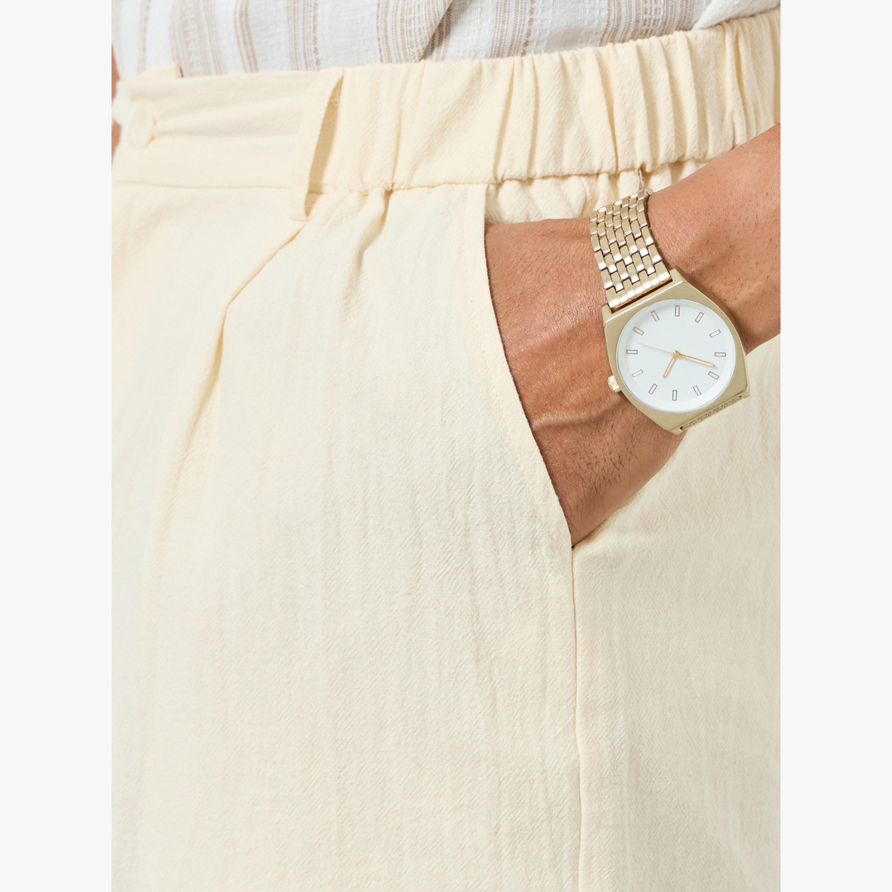 Take Two Men Beige Solid Linen Shorts-men-clothing-swimandbeach-shorts-image-4