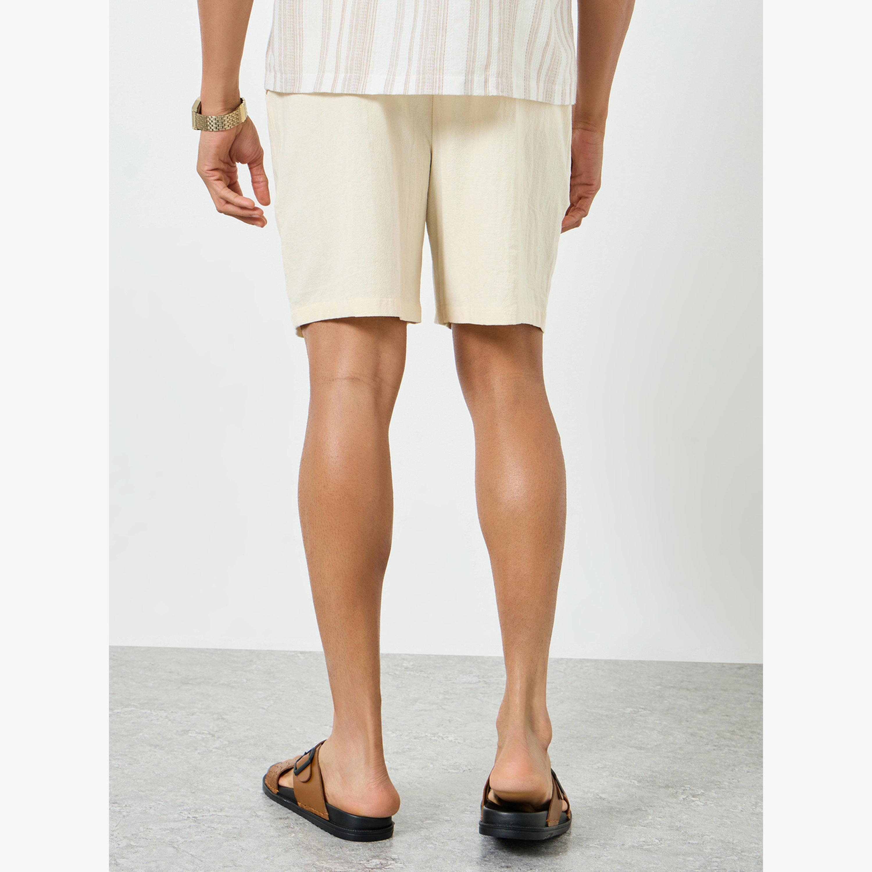 Take Two Men Beige Solid Linen Shorts-men-clothing-swimandbeach-shorts-image-5