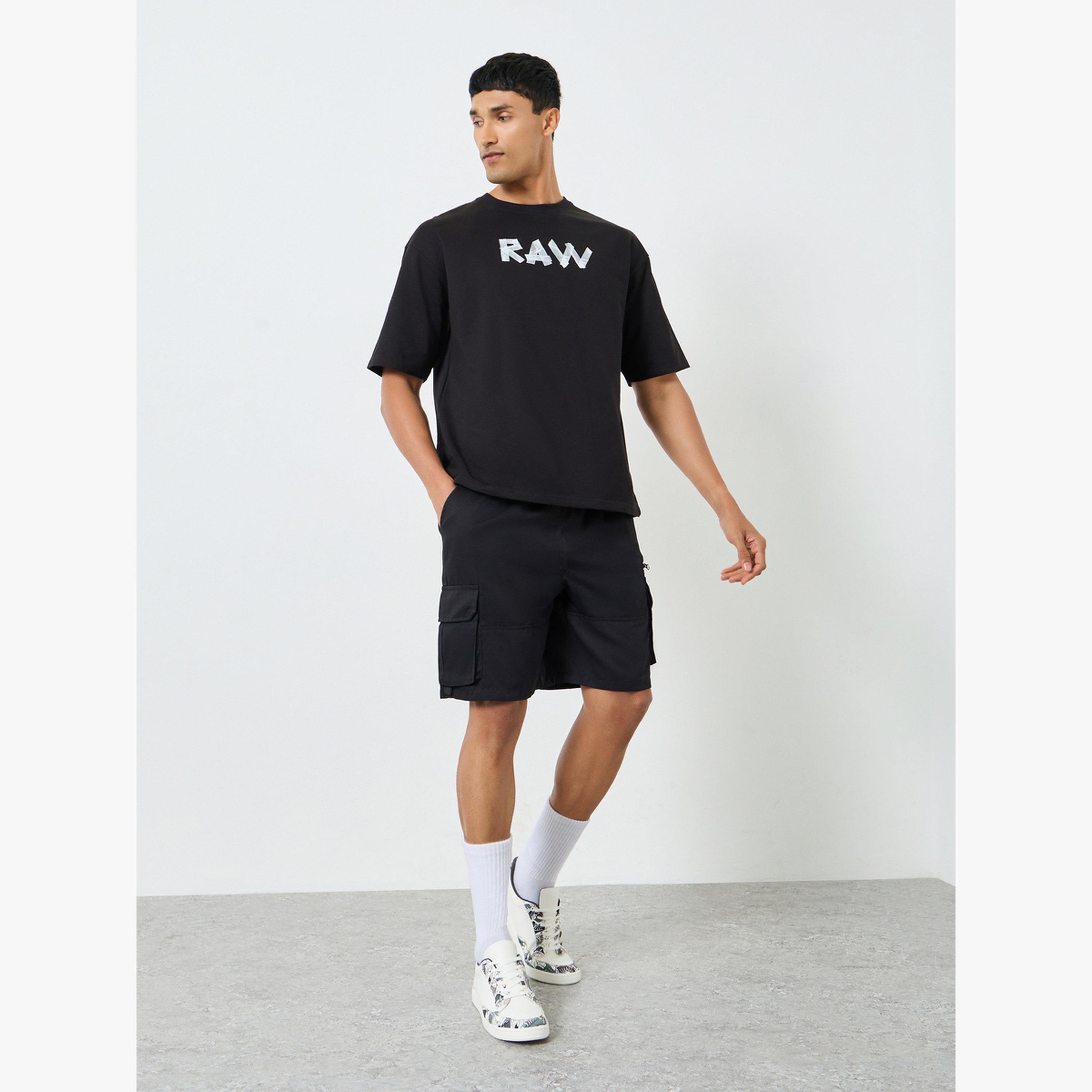Take Two Men Black Solid Pocket Detail Relaxed Shorts with Drawstring-men-clothing-swimandbeach-shorts-image-2