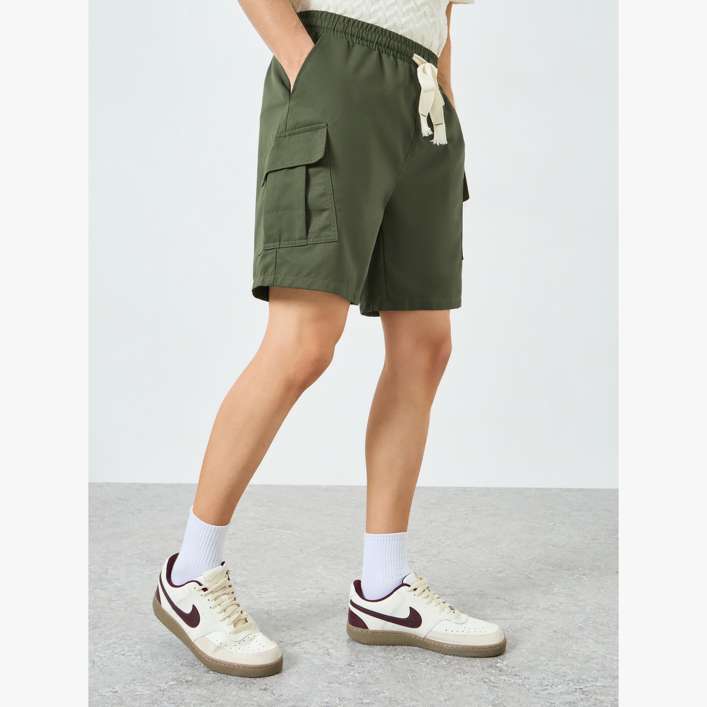 Take Two Men Khaki Solid Cargo Shorts-men-clothing-swimandbeach-shorts-image-1