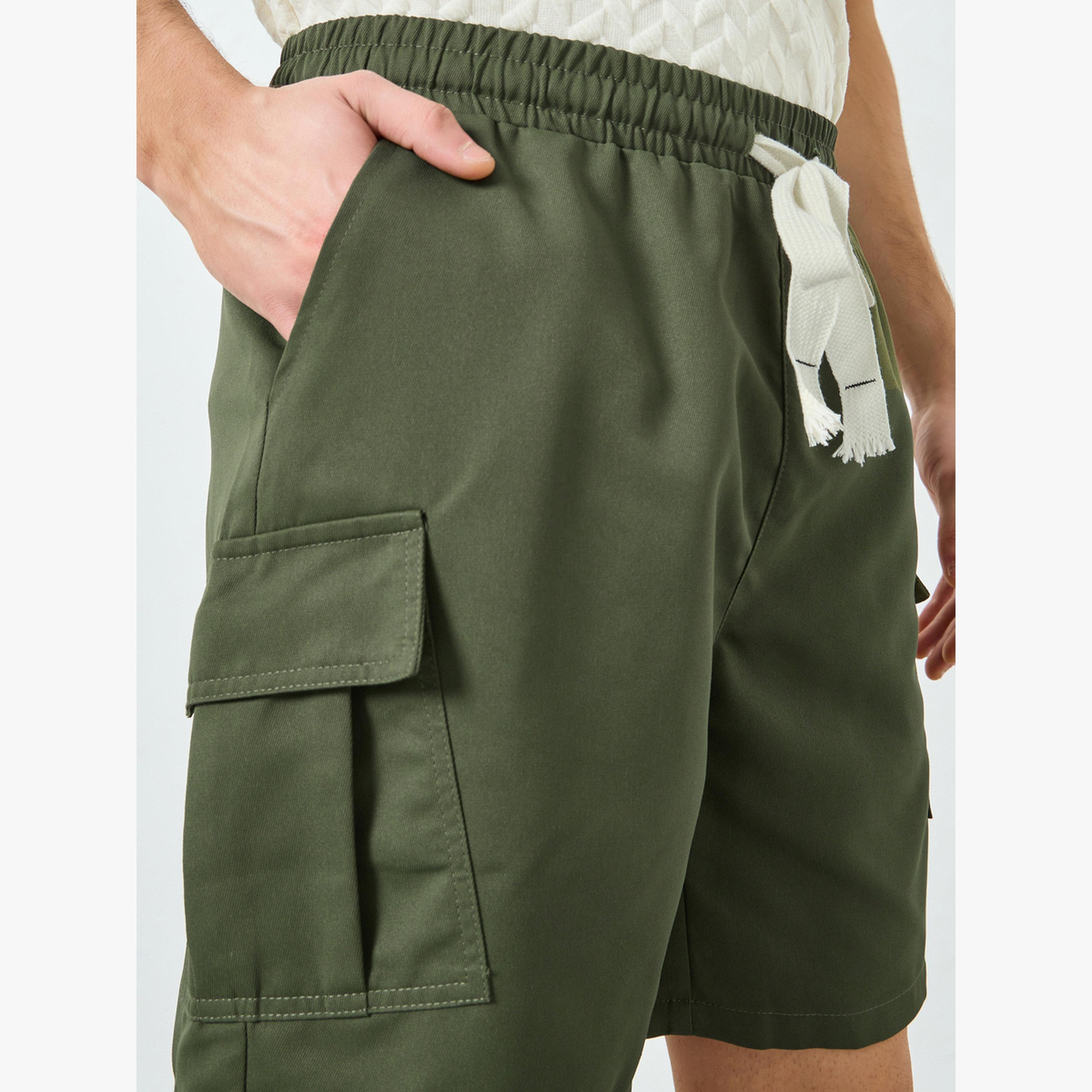 Take Two Men Khaki Solid Cargo Shorts-men-clothing-swimandbeach-shorts-image-3