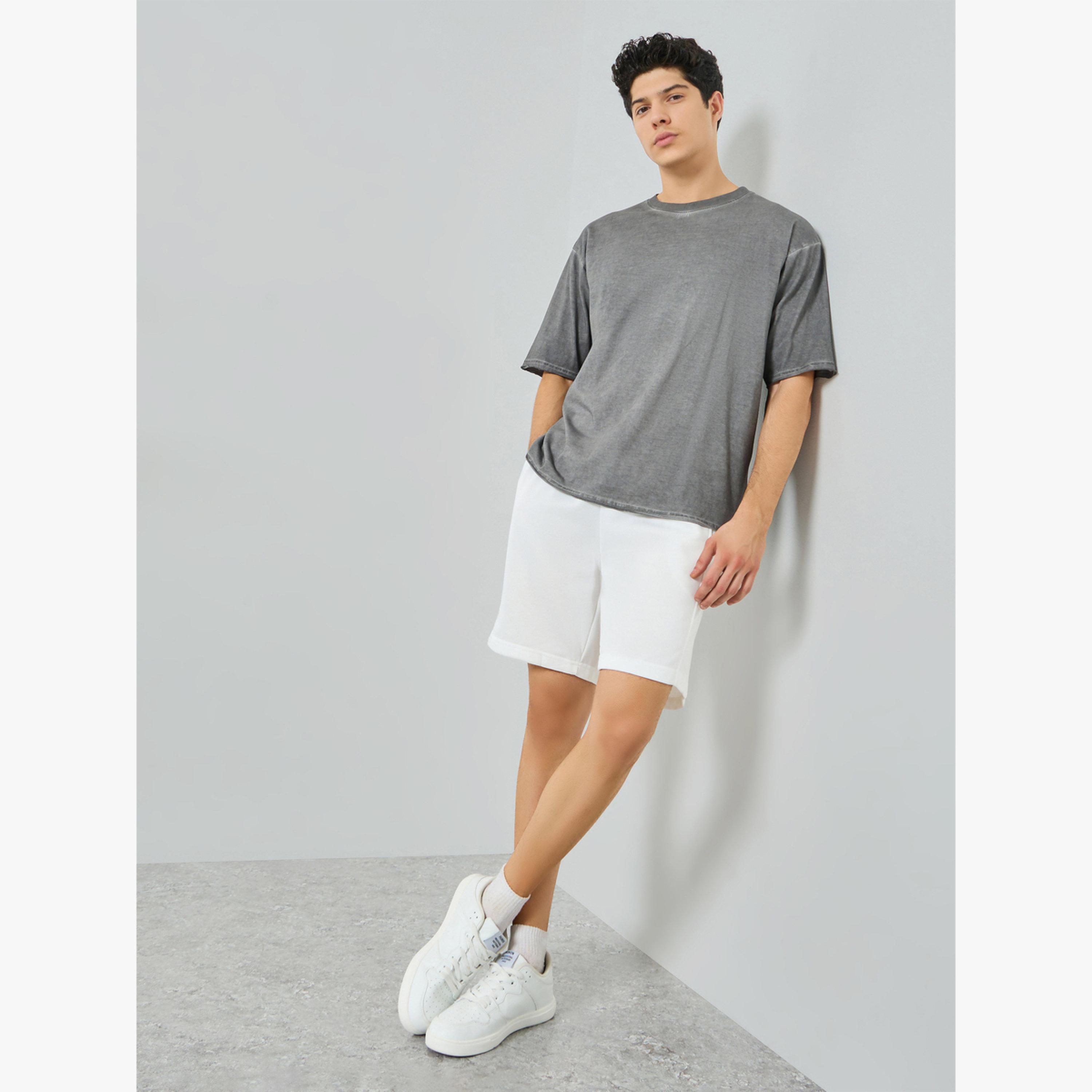 Take Two Men White Solid Drawstring Waist Relaxed Shorts-men-clothing-swimandbeach-shorts-image-2