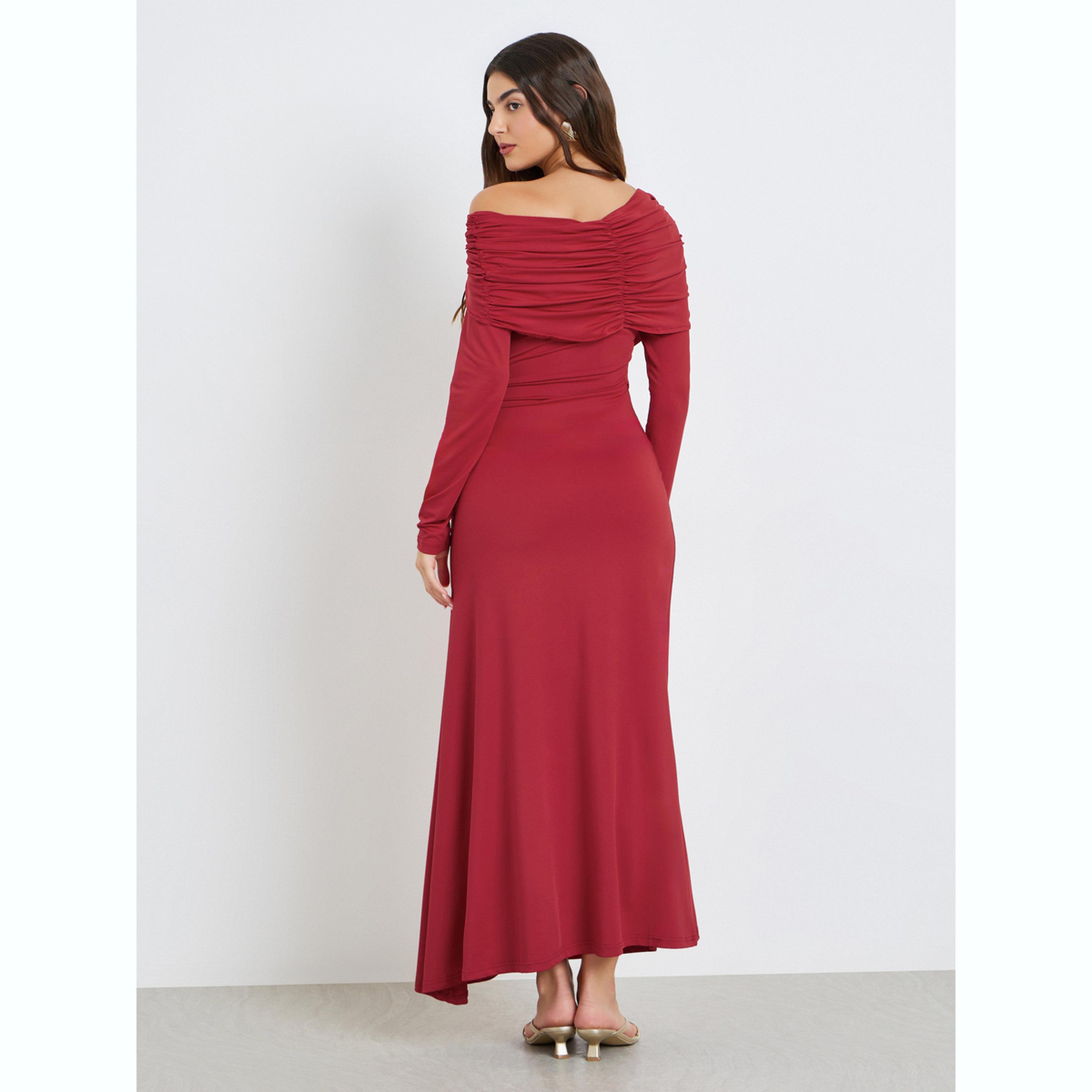 فستان طويل بياقة غير متماثلة-women-clothing-dresses-image-4