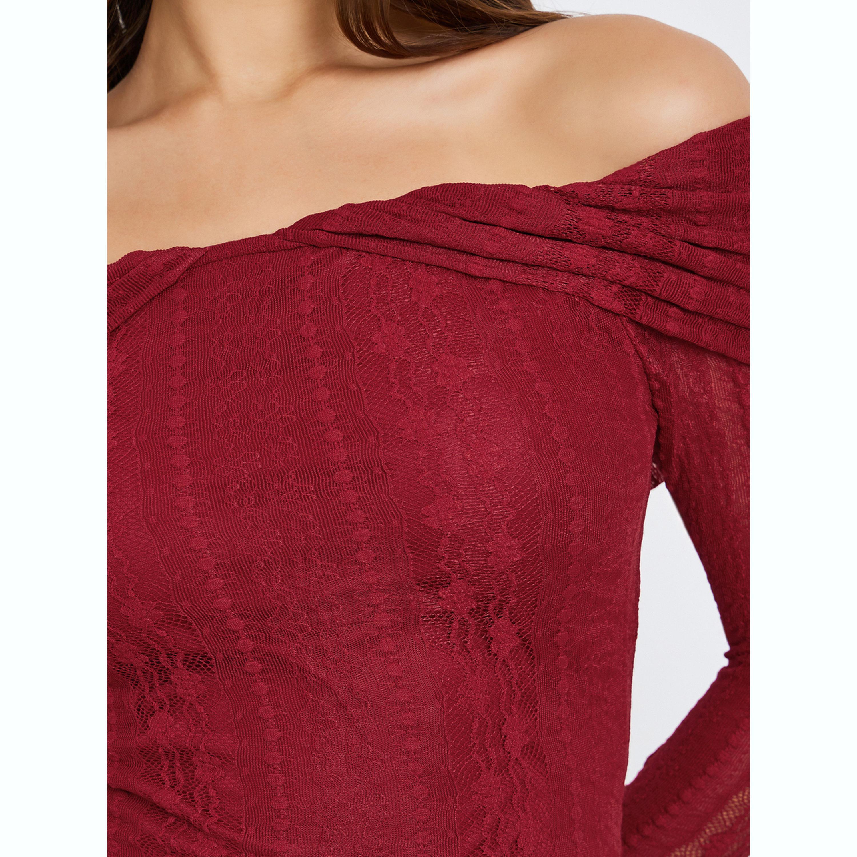 فستان طويل بديكون بأكتاف مكشوفة وتفاصيل دانتيل-women-clothing-dresses-image-4