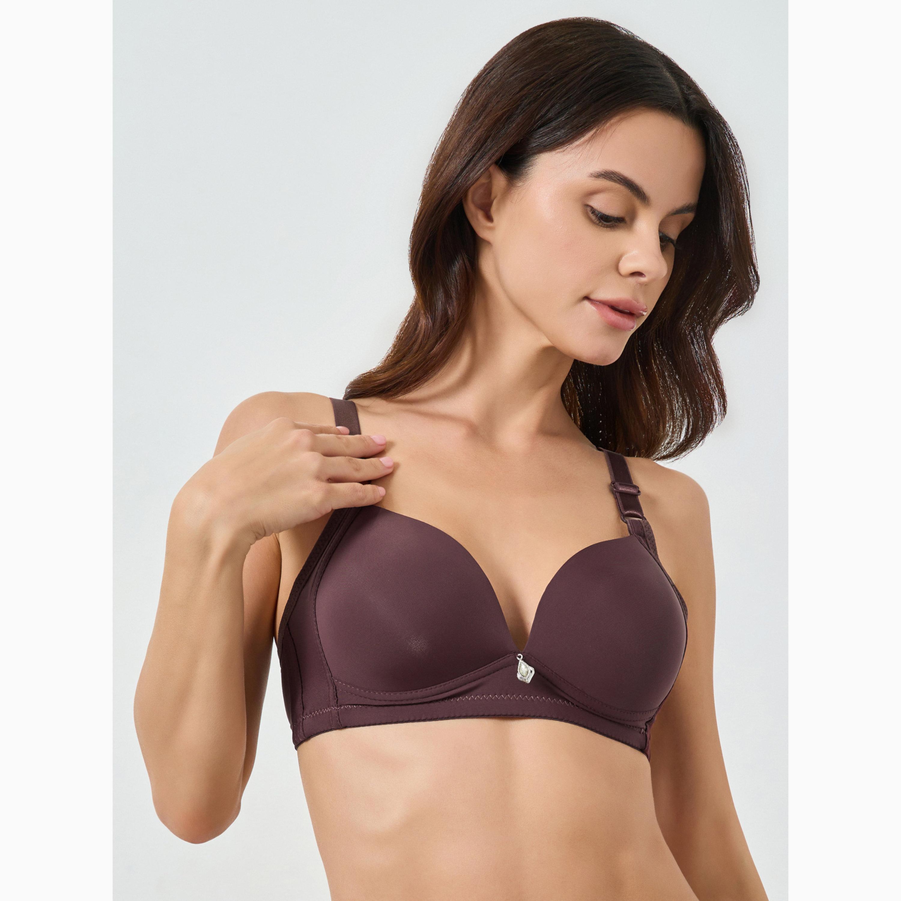 Styli Pack fo 2 - Padded Non-Wired Plunge Bra With Metal Trim-women-clothing-lingerie-bras-image-4