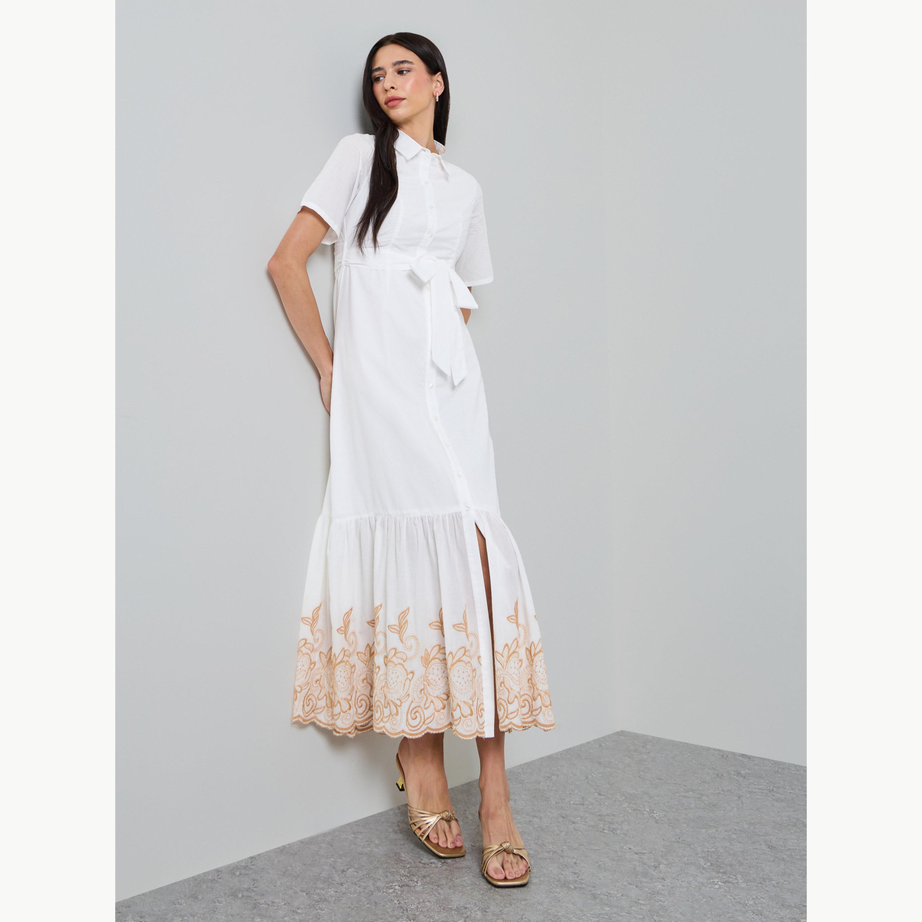 فستان طويل بنمط بلوزة وحافة مطرزة-women-clothing-dresses-image-3