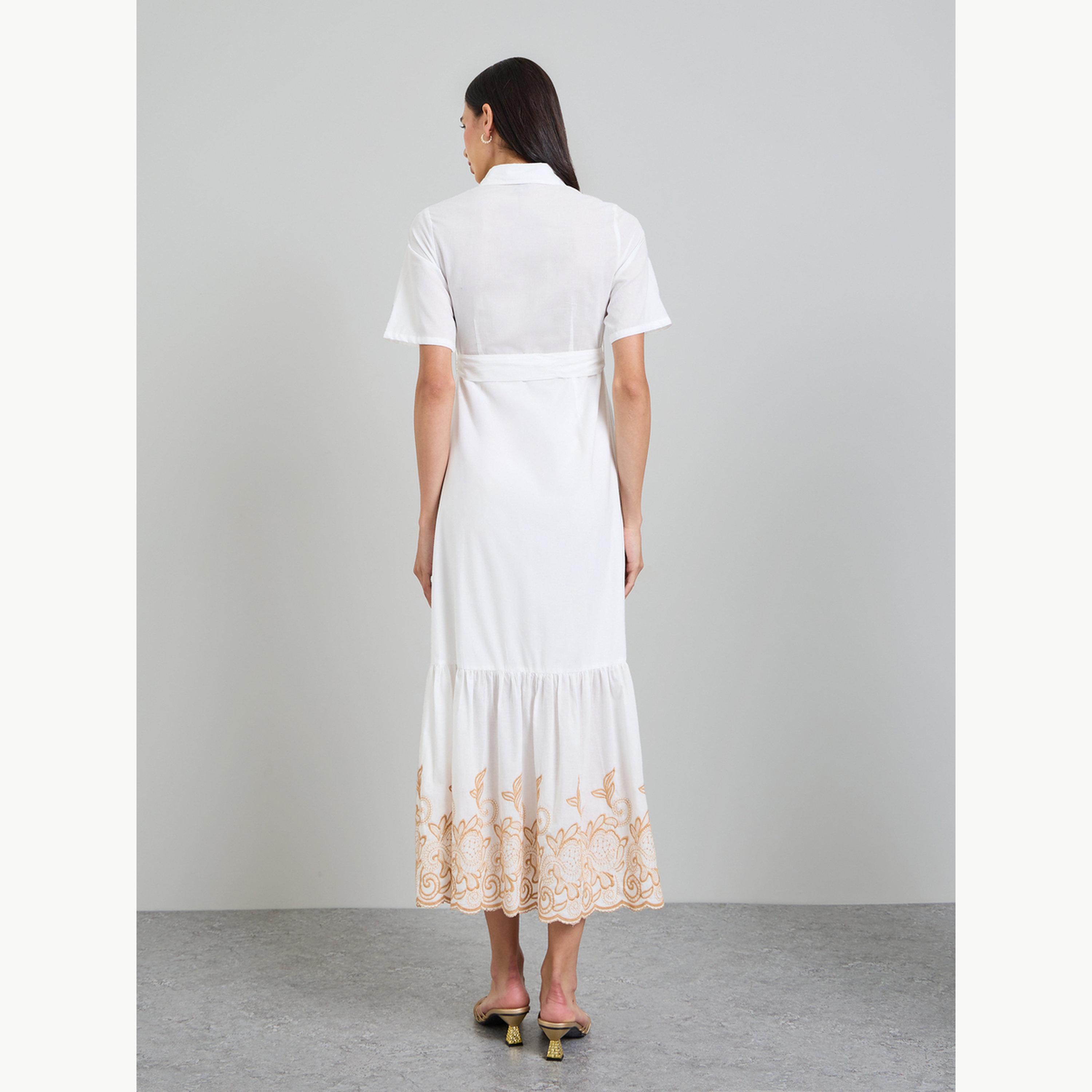 فستان طويل بنمط بلوزة وحافة مطرزة-women-clothing-dresses-image-4