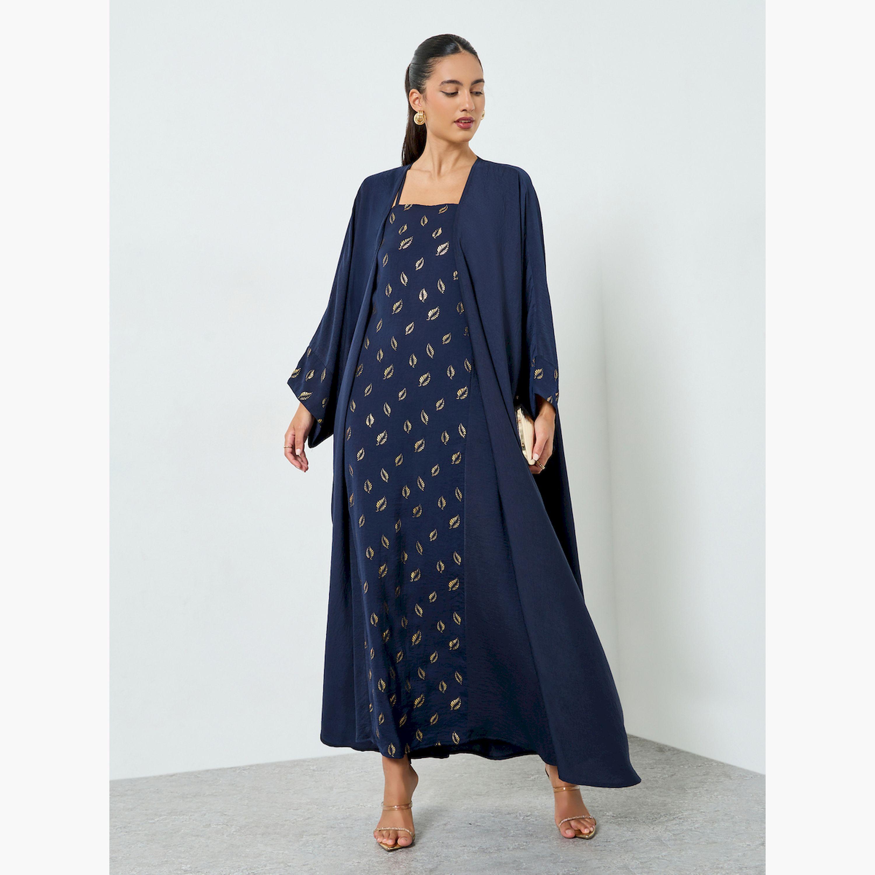 طقم محتشم من فستان وعباية منمقة-women-arabicclothing-sets-image-1