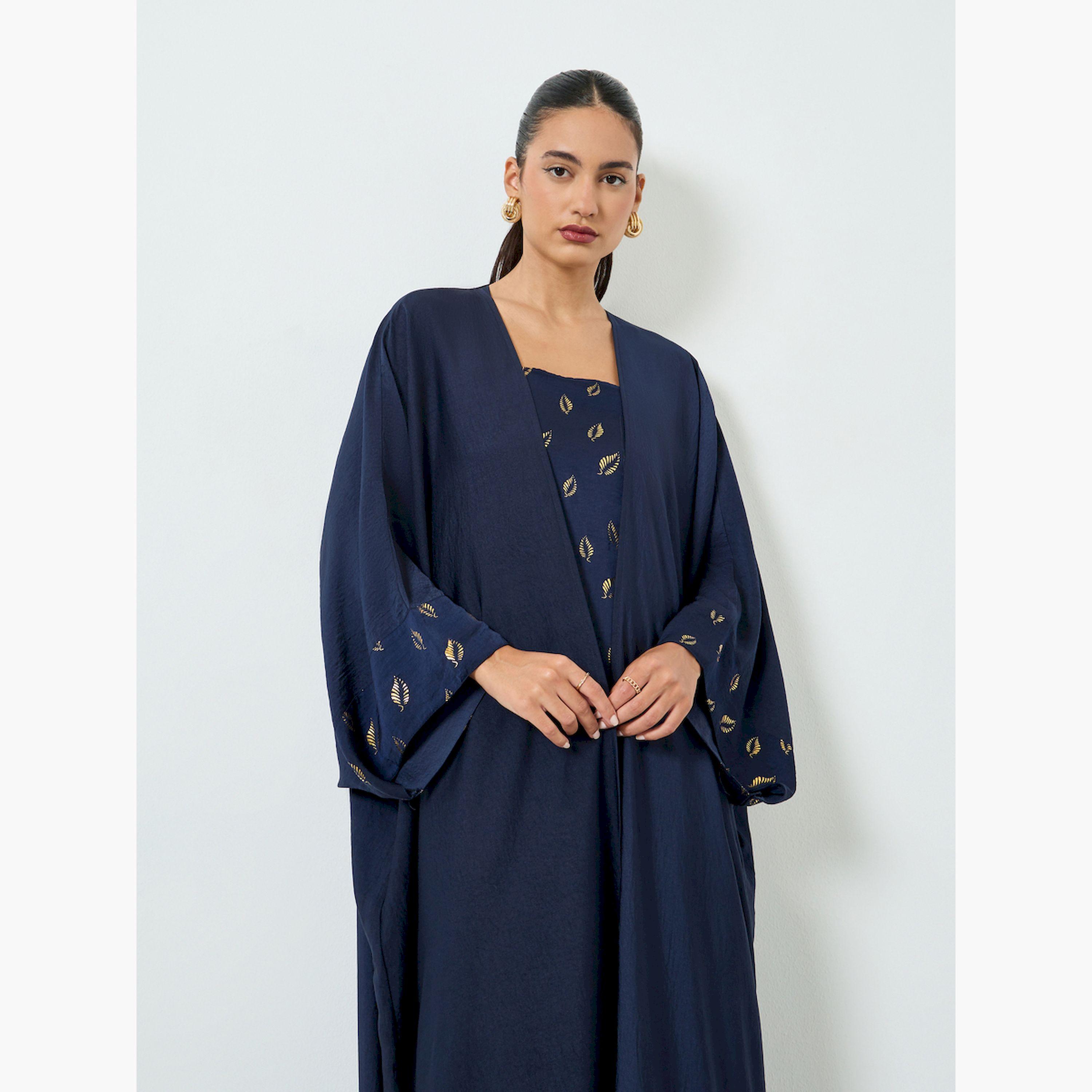 طقم محتشم من فستان وعباية منمقة-women-arabicclothing-sets-image-2