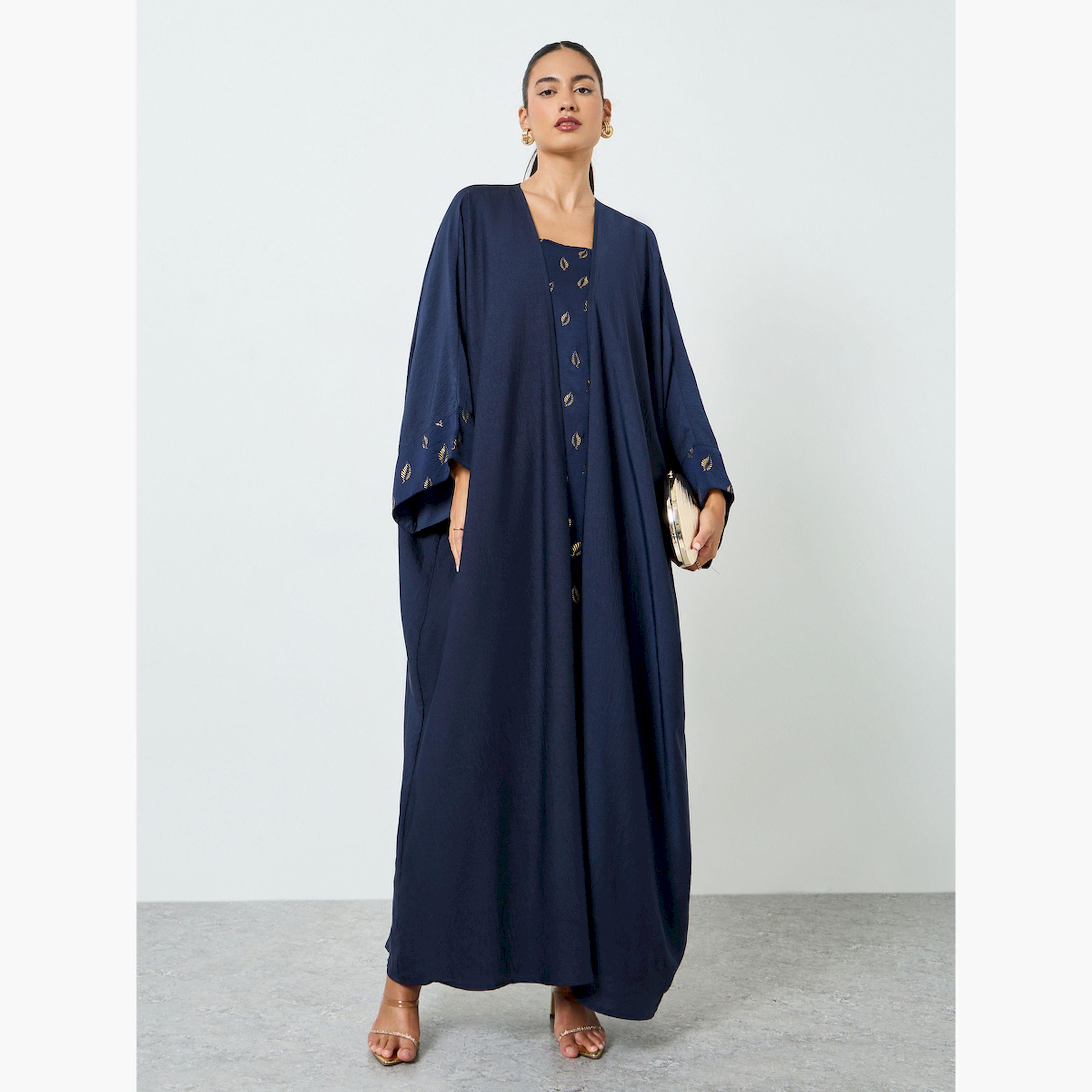 طقم محتشم من فستان وعباية منمقة-women-arabicclothing-sets-image-3
