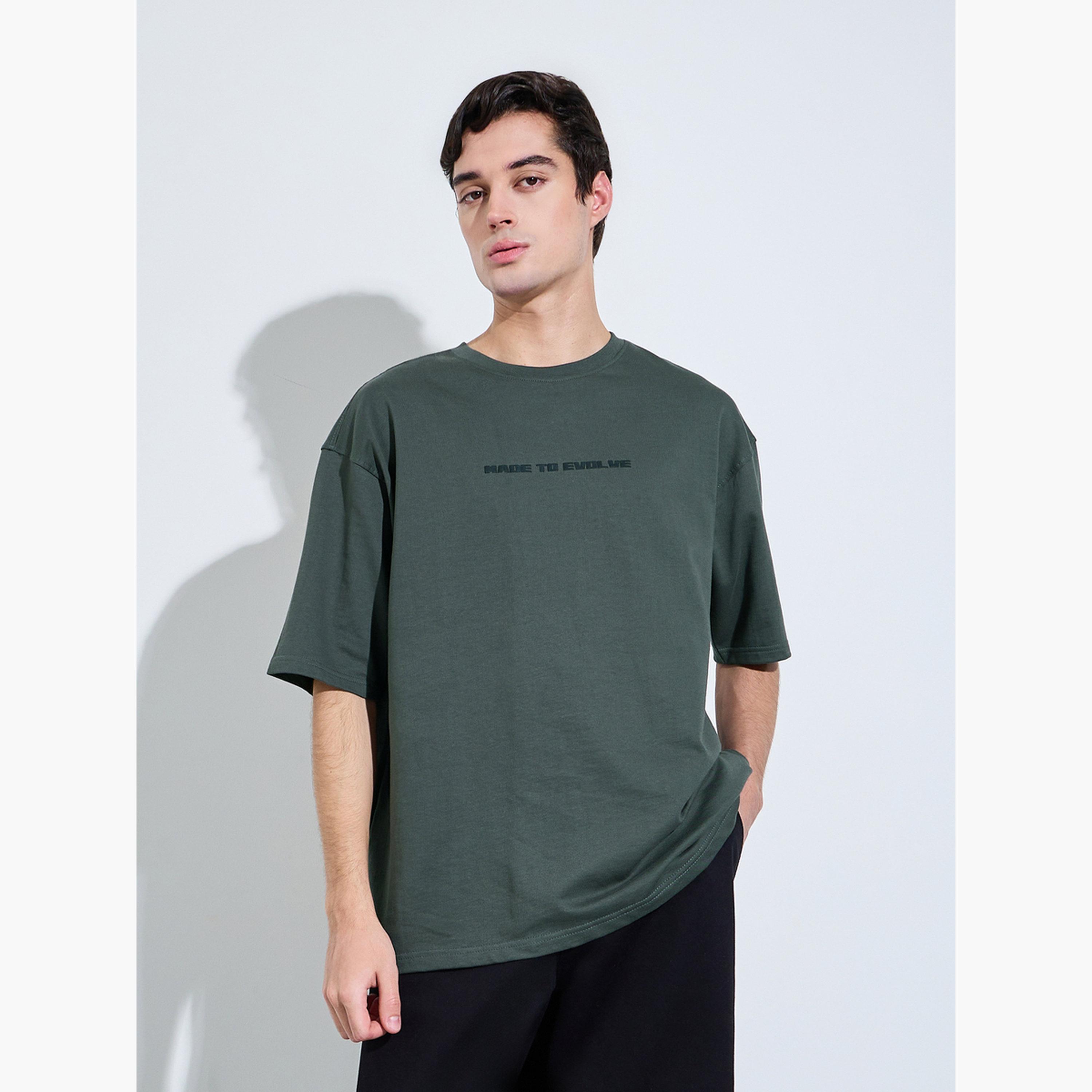 Styli Dark Grey Acid Wash Graphic Print Oversized T-Shirt-men-clothing-tshirtsandpolos-tshirts-image-1