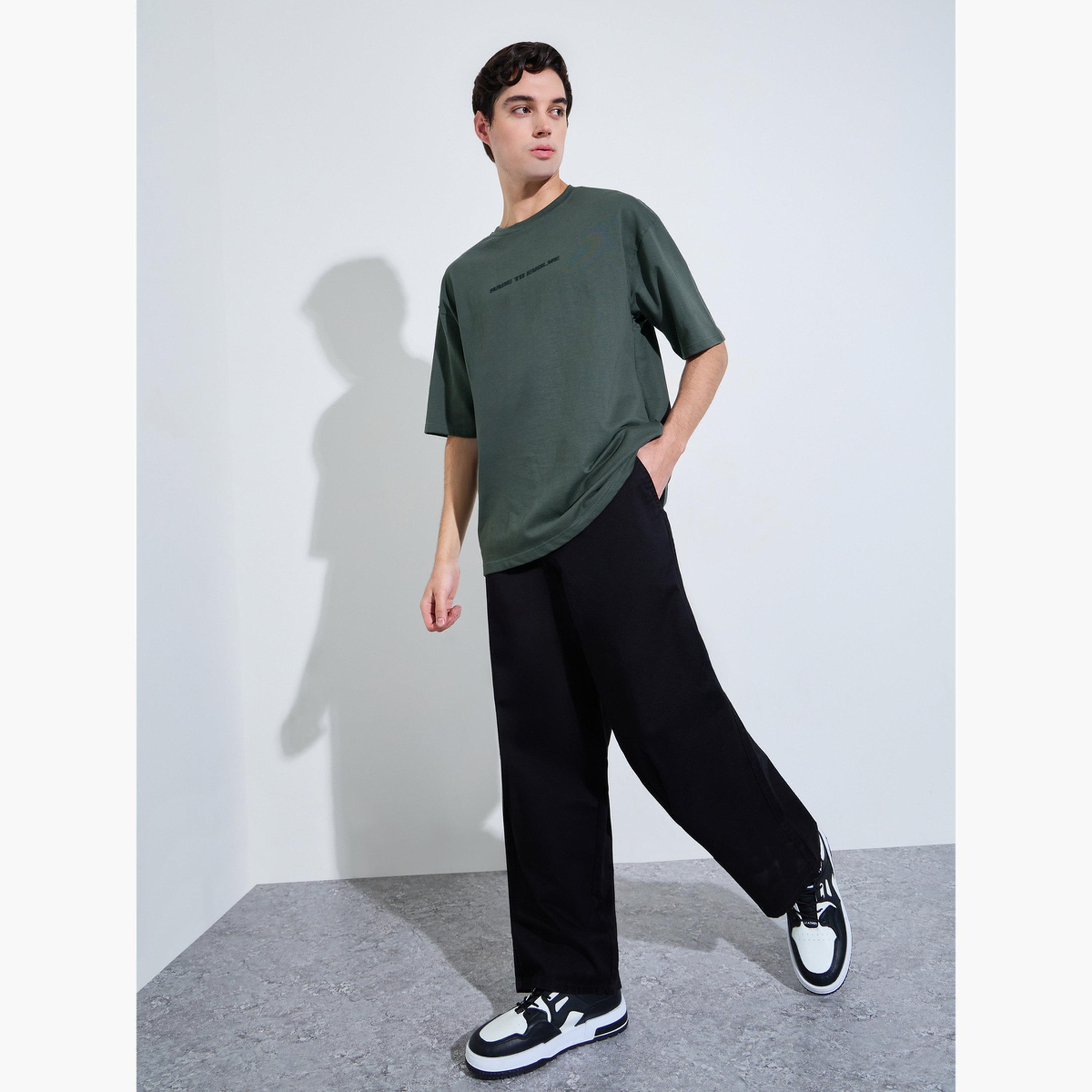 Styli Dark Grey Acid Wash Graphic Print Oversized T-Shirt-men-clothing-tshirtsandpolos-tshirts-image-2