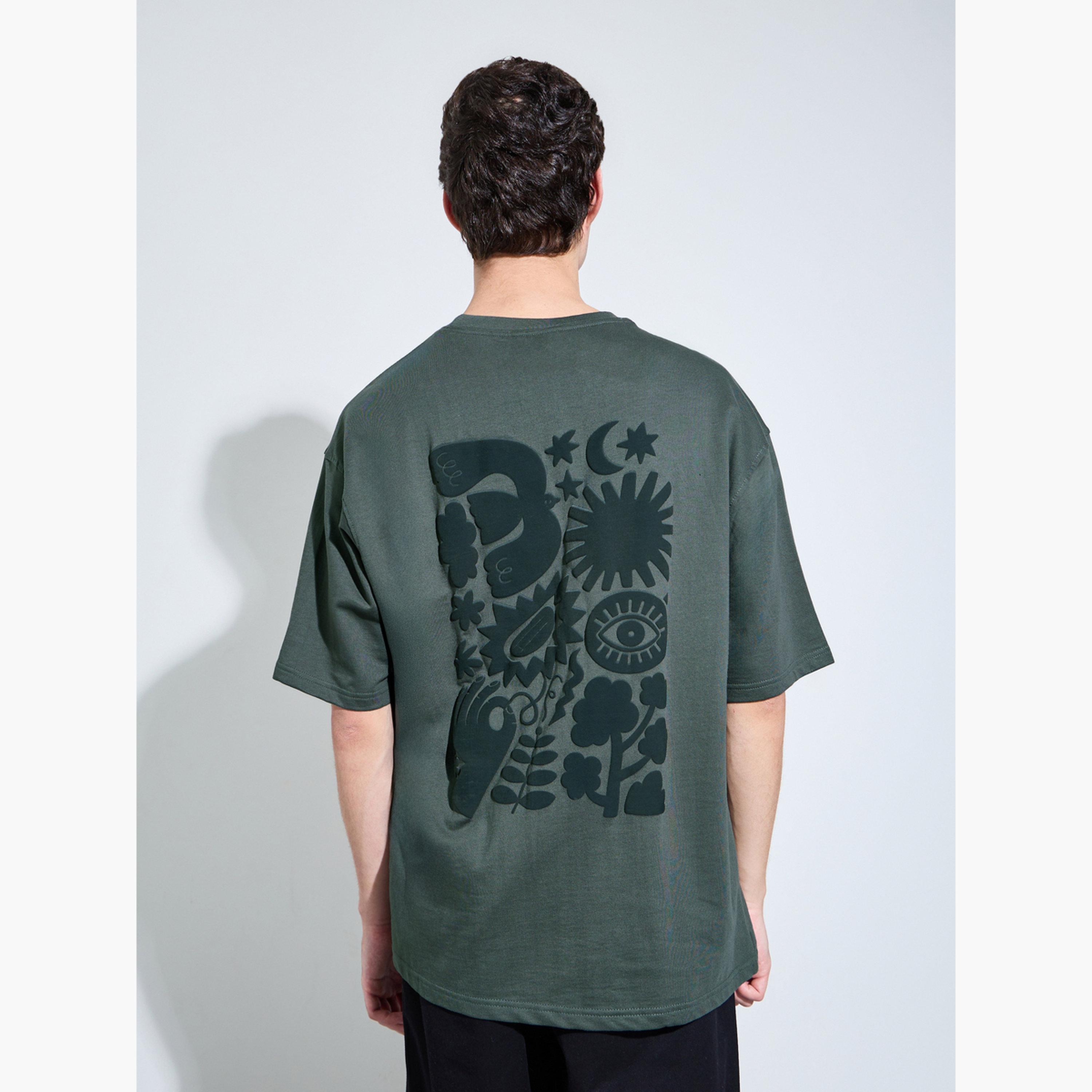 Styli Dark Grey Acid Wash Graphic Print Oversized T-Shirt-men-clothing-tshirtsandpolos-tshirts-image-4