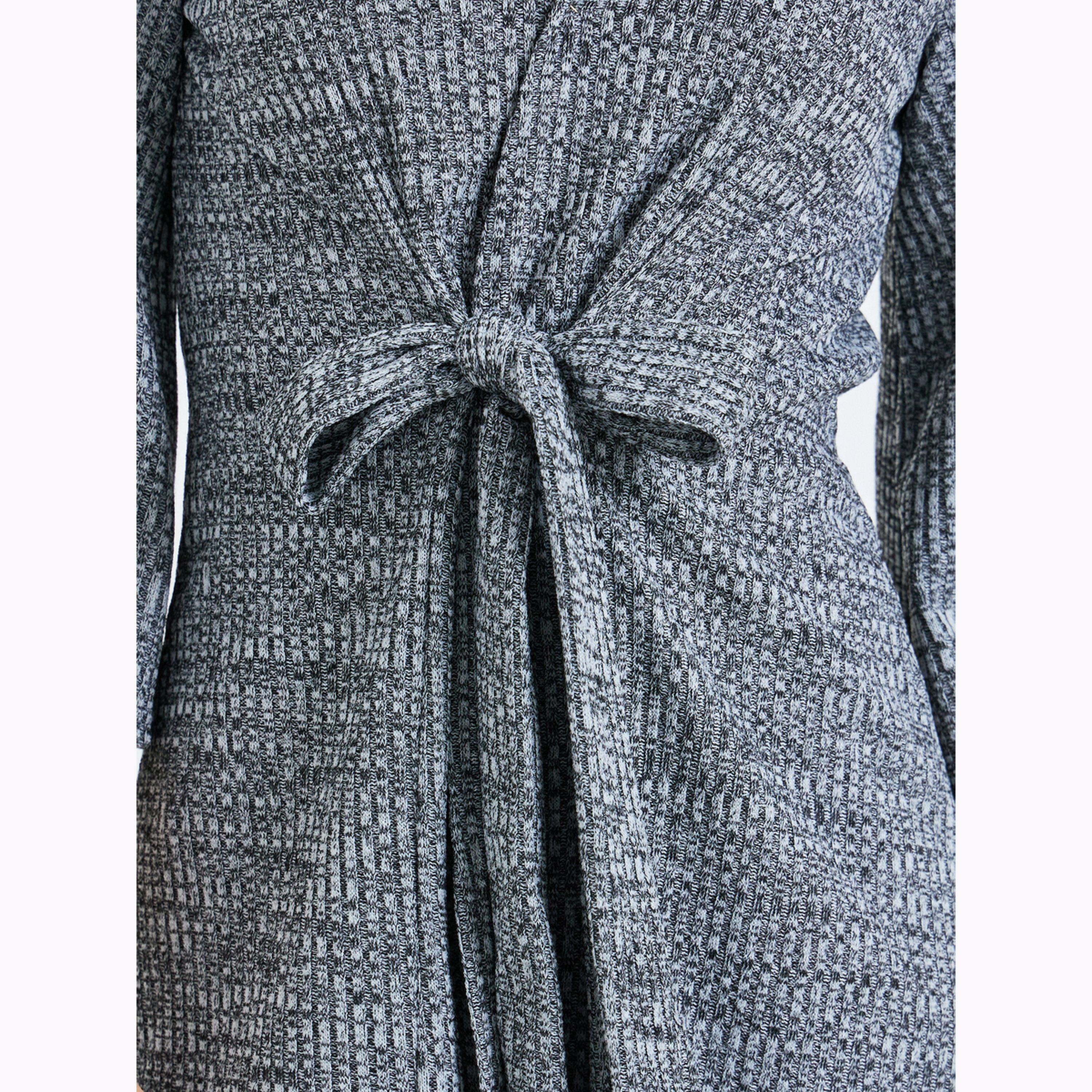 Styli Grey Rib Texture Flare Sleeve Robe-women-clothing-nightwear-robes-image-4