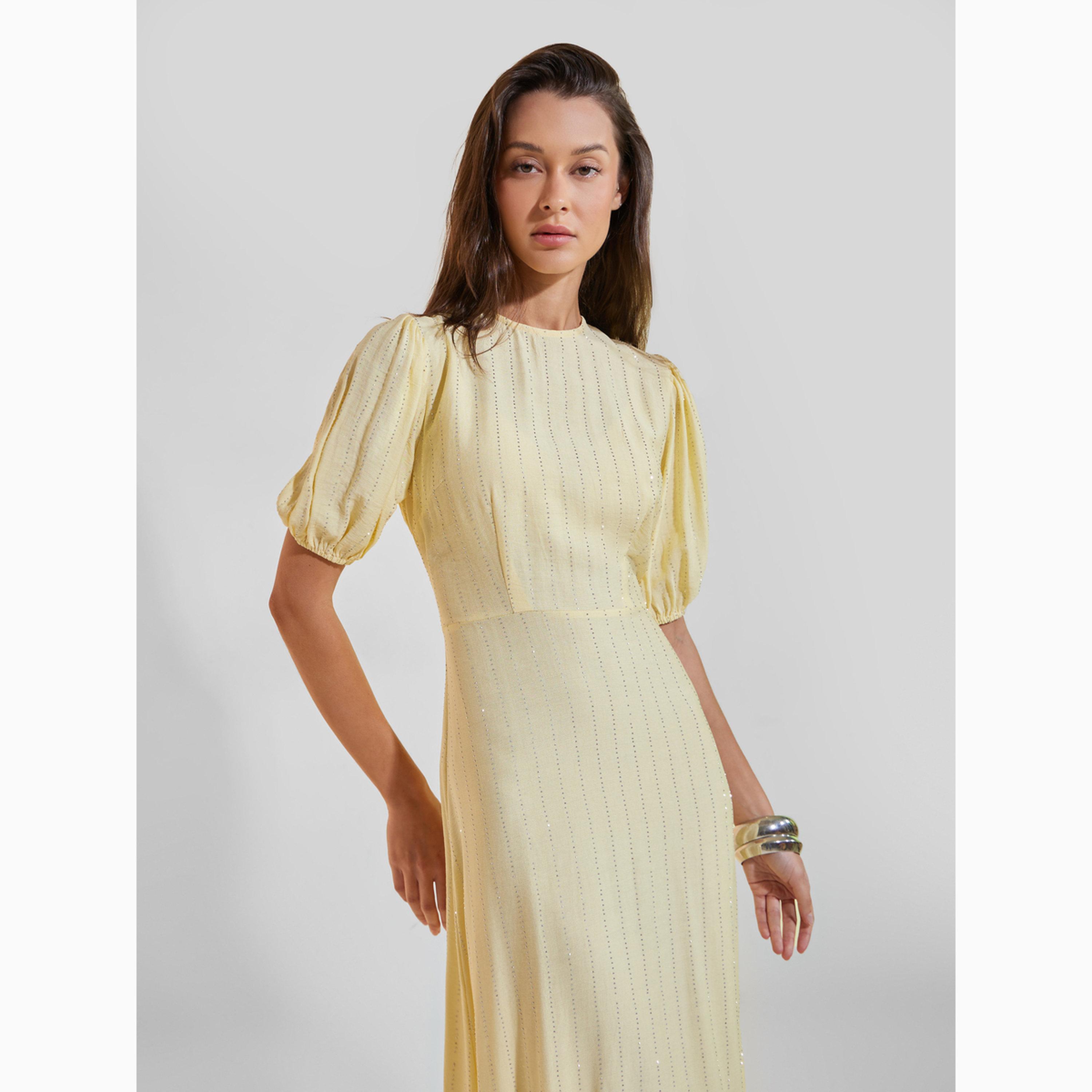 فستان طويل بأكمام منفوخة ومزين-women-clothing-dresses-image-2
