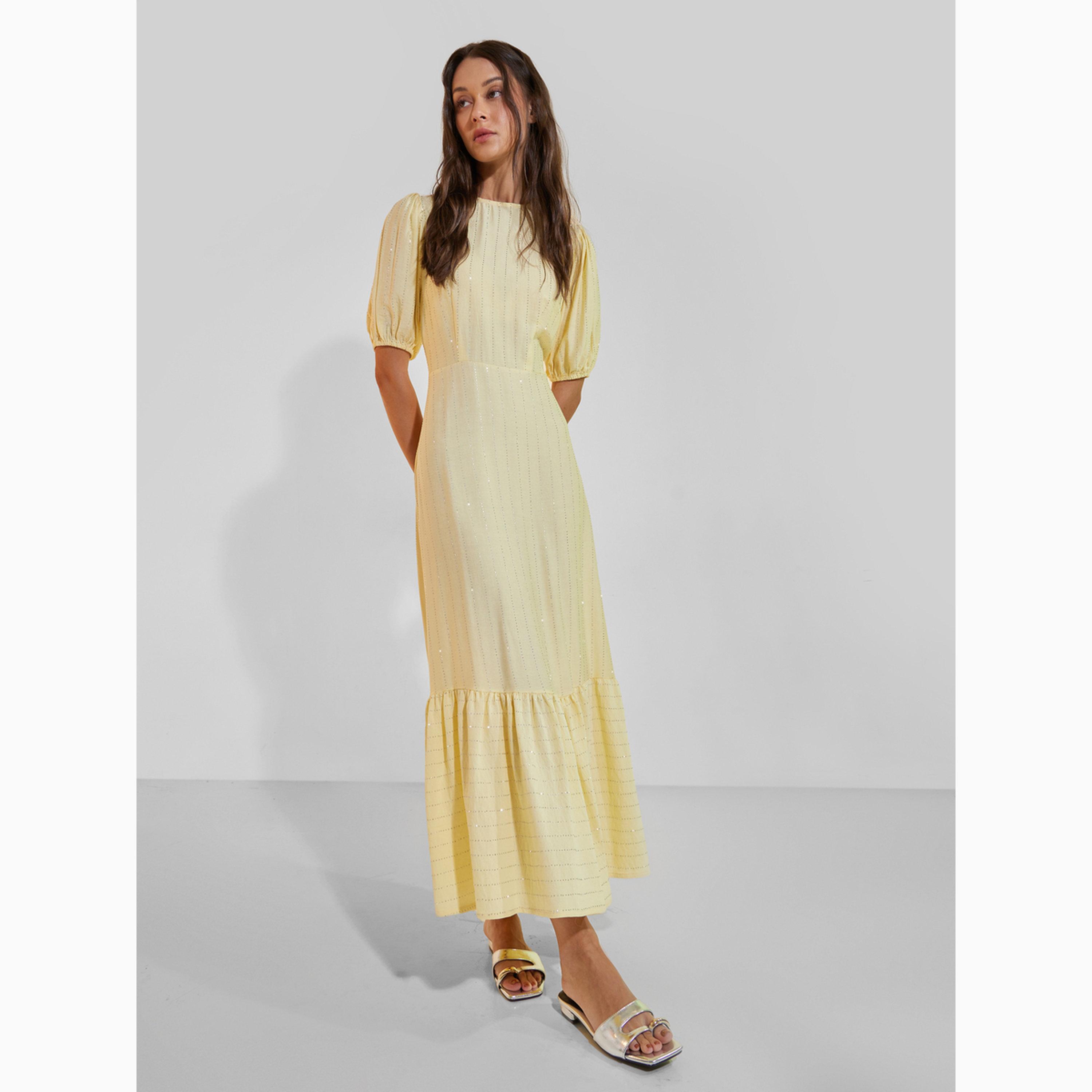 فستان طويل بأكمام منفوخة ومزين-women-clothing-dresses-image-3