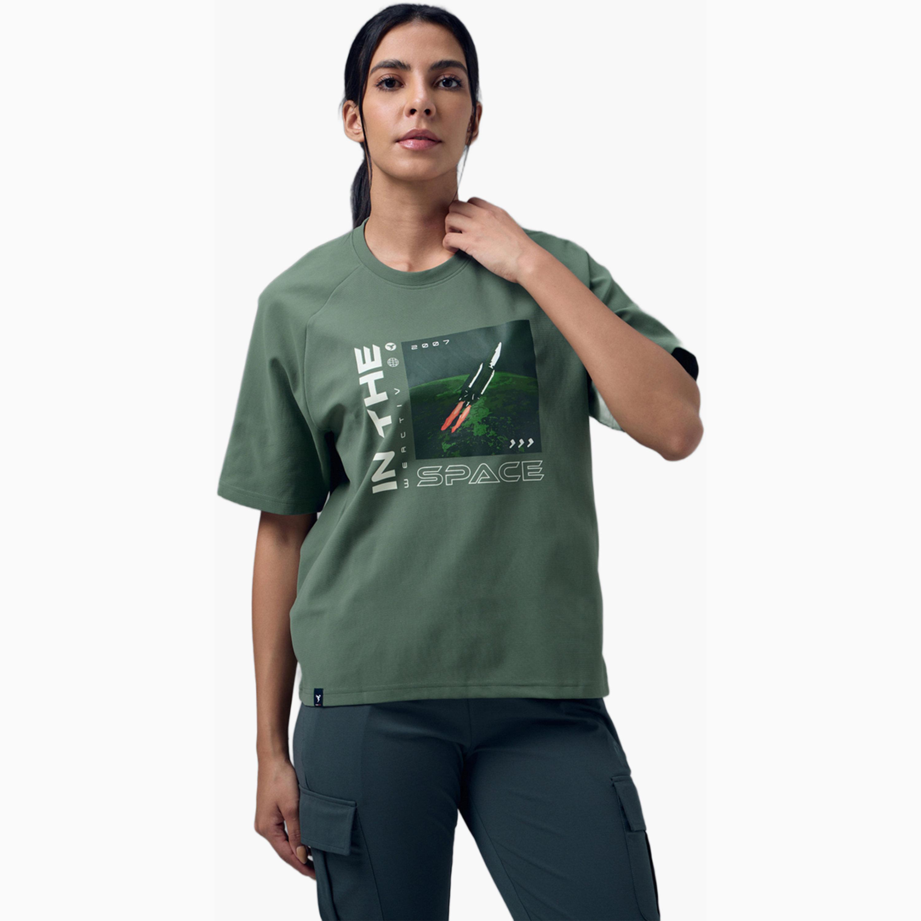 Technosport X Styli Relaxed Fit Round Neck Sports T-Shirt with ELASTO PLUS-women-clothing-tshirts-image-1