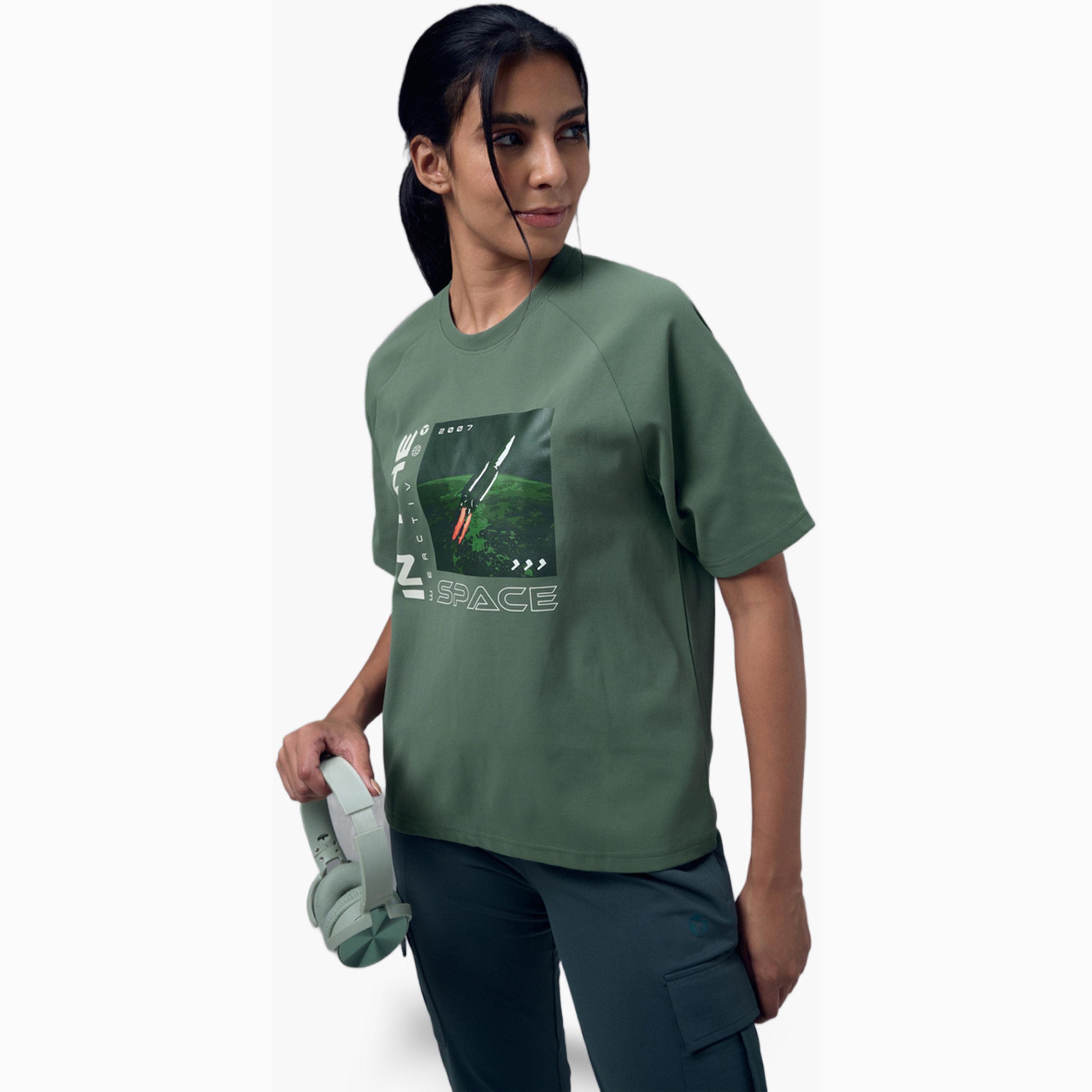 Technosport X Styli Relaxed Fit Round Neck Sports T-Shirt with ELASTO PLUS-women-clothing-tshirts-image-3
