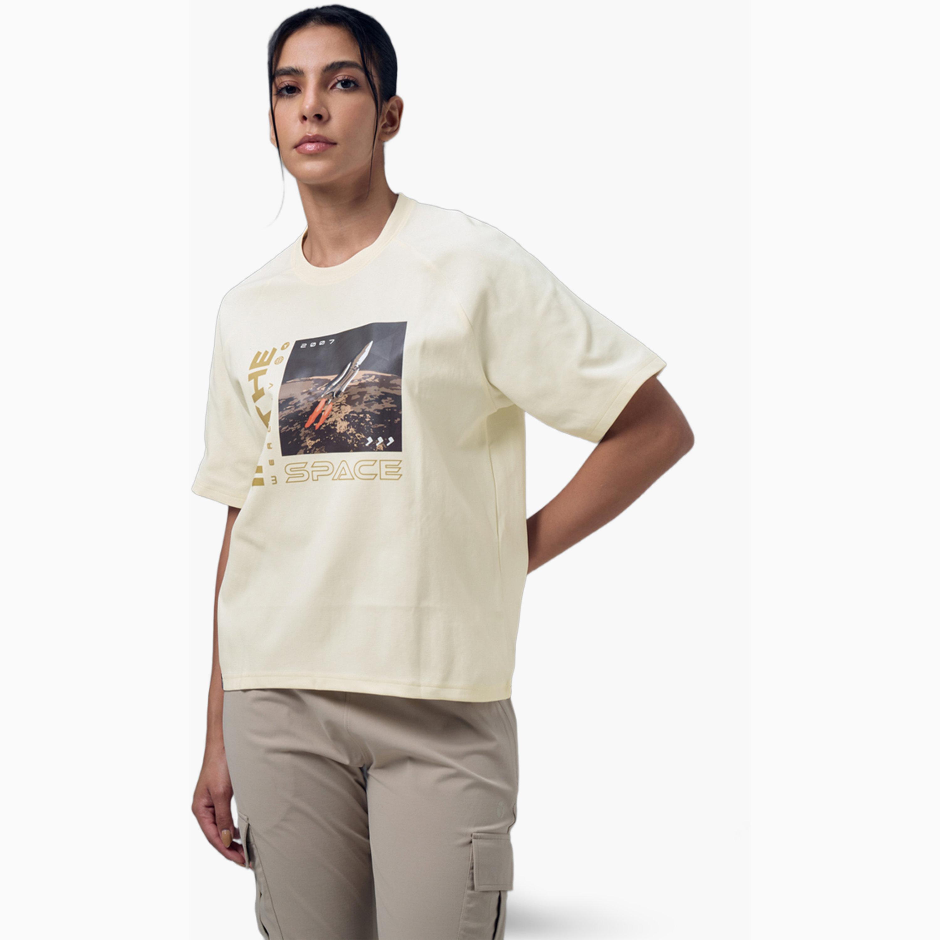 تيشيرت رياضي بياقة دائرية وقصة مريحة مع إيلاستو بلس-sports-women-clothing-tshirtsandvests-image-2