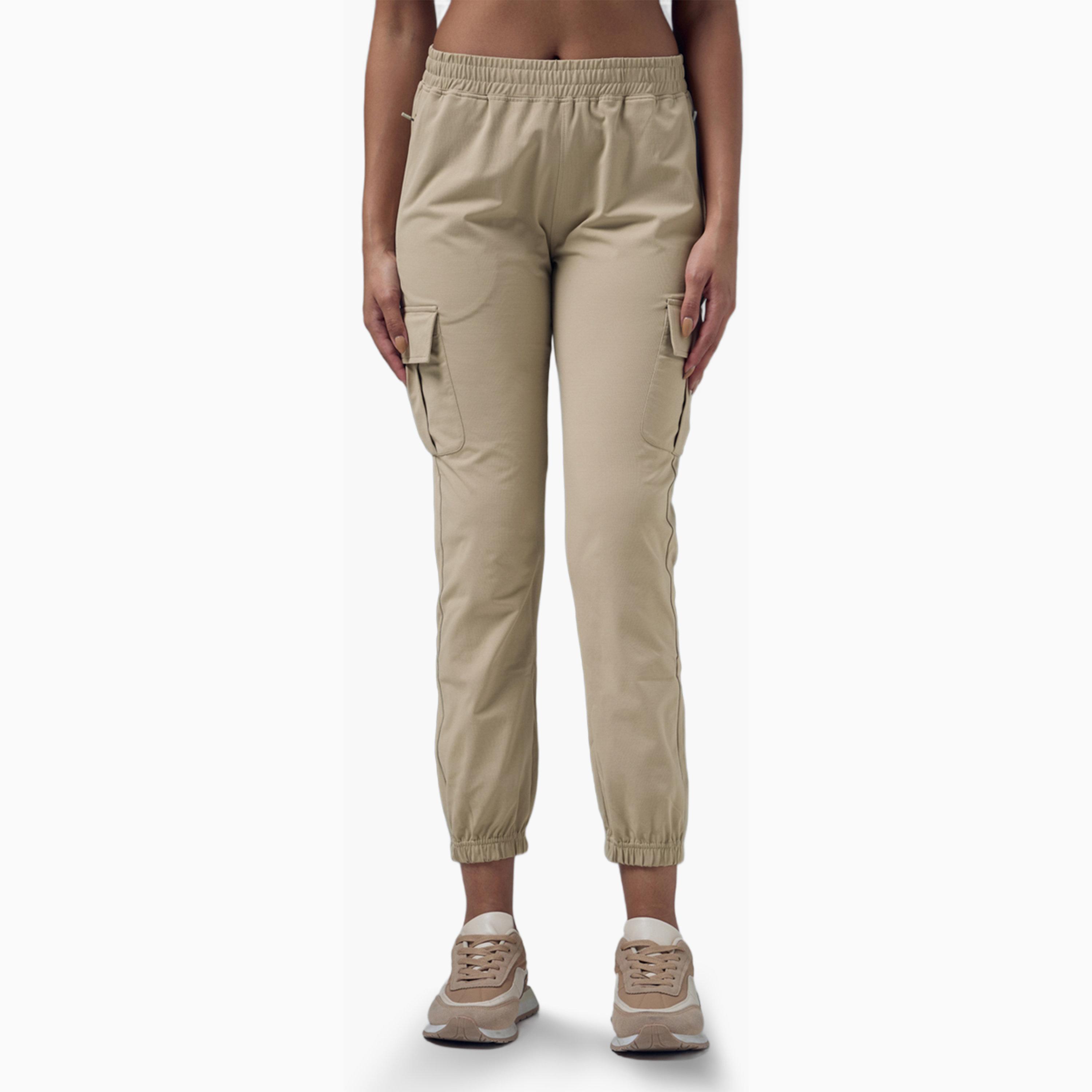 Technosport X Styli Slim Fit Solid Cargo Joggers with TECHNO GUARD-women-clothing-sportswearandactivewear-bottoms-joggersandtrackpants-image-1
