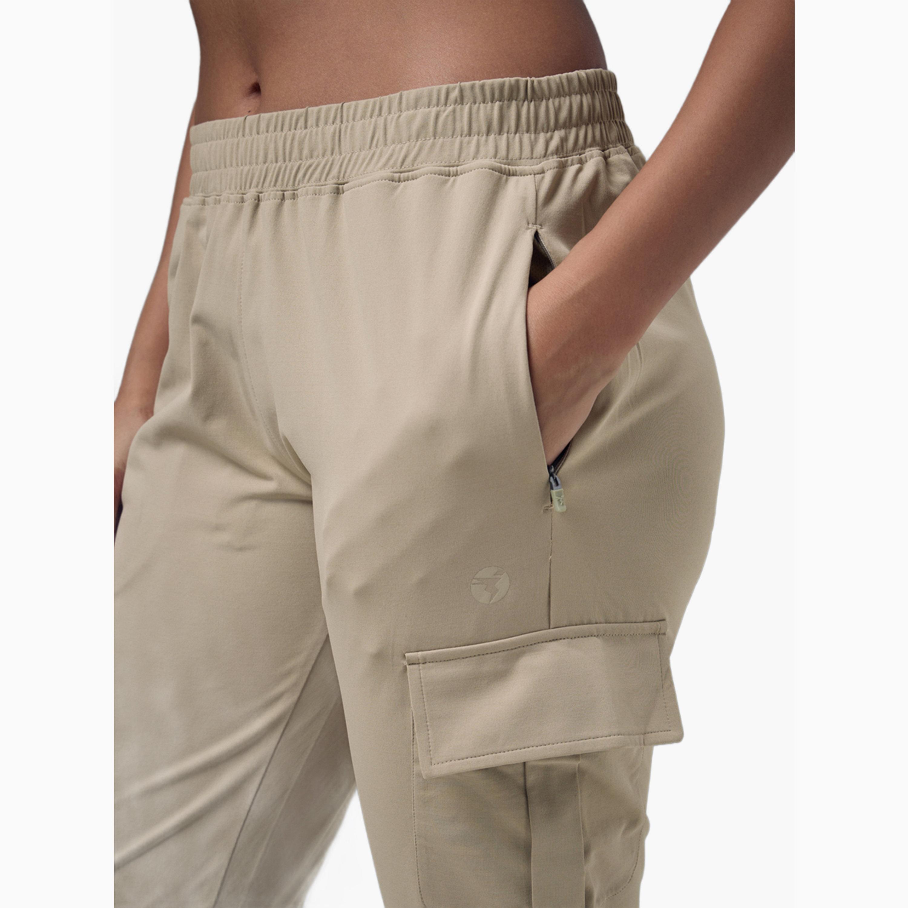 Technosport X Styli Slim Fit Solid Cargo Joggers with TECHNO GUARD-women-clothing-sportswearandactivewear-bottoms-joggersandtrackpants-image-3