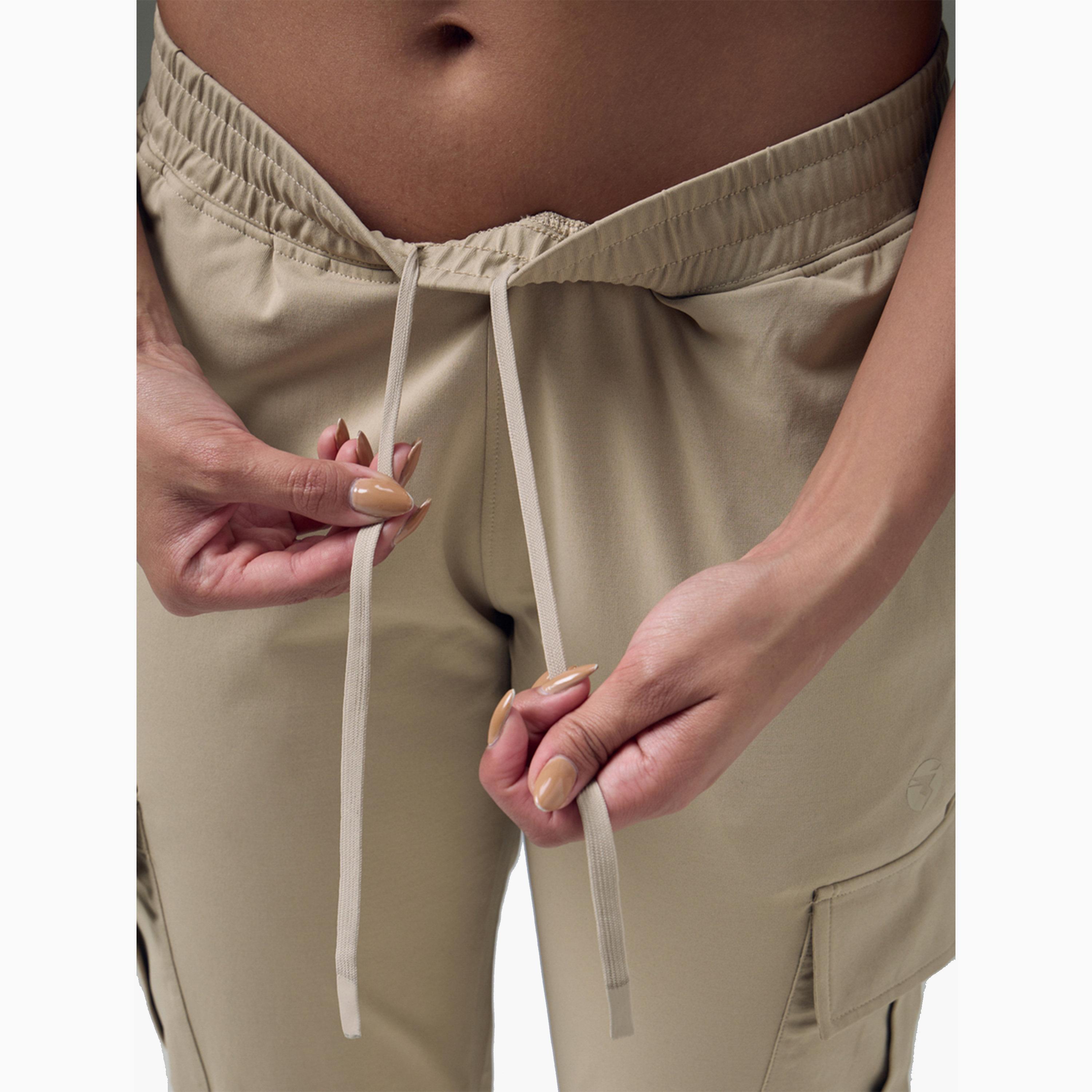 Technosport X Styli Slim Fit Solid Cargo Joggers with TECHNO GUARD-women-clothing-sportswearandactivewear-bottoms-joggersandtrackpants-image-5