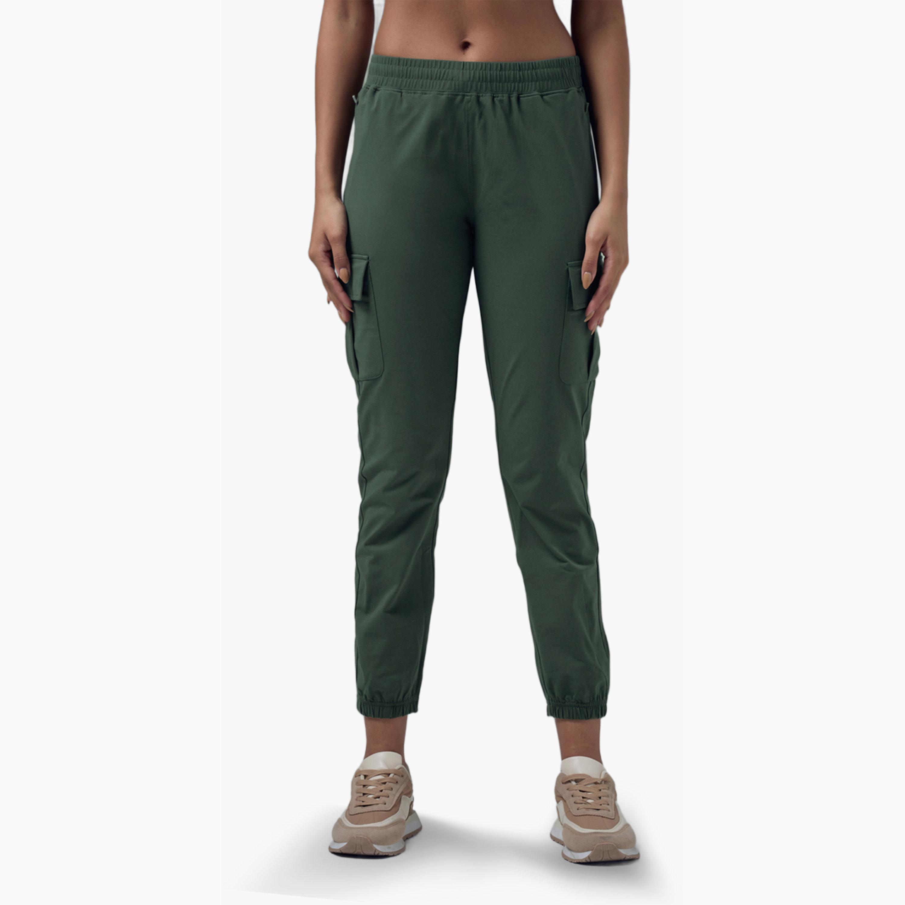 Technosport X Styli Slim Fit Solid Cargo Joggers with TECHNO GUARD-women-clothing-sportswearandactivewear-bottoms-joggersandtrackpants-image-1
