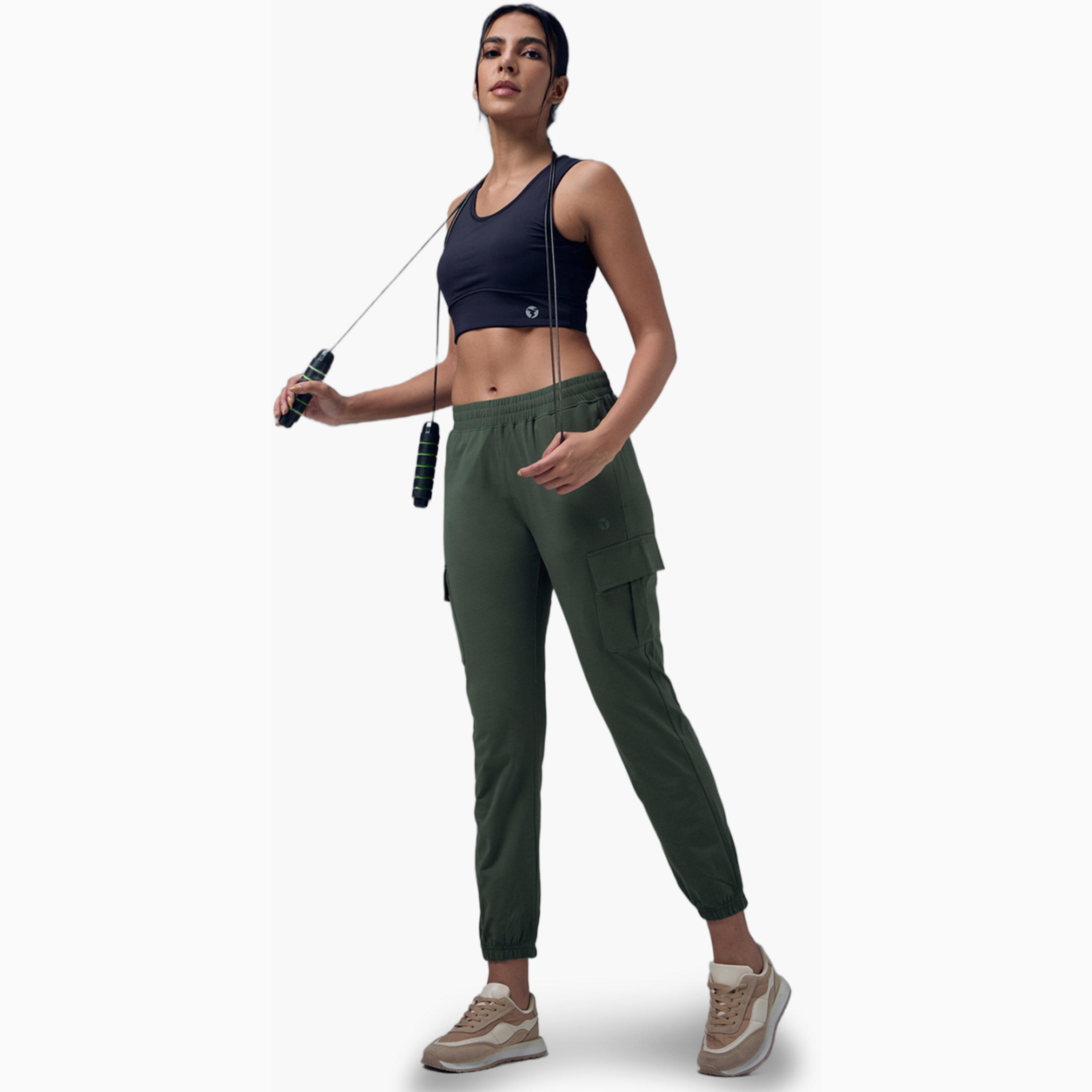Technosport X Styli Slim Fit Solid Cargo Joggers with TECHNO GUARD-women-clothing-sportswearandactivewear-bottoms-joggersandtrackpants-image-2