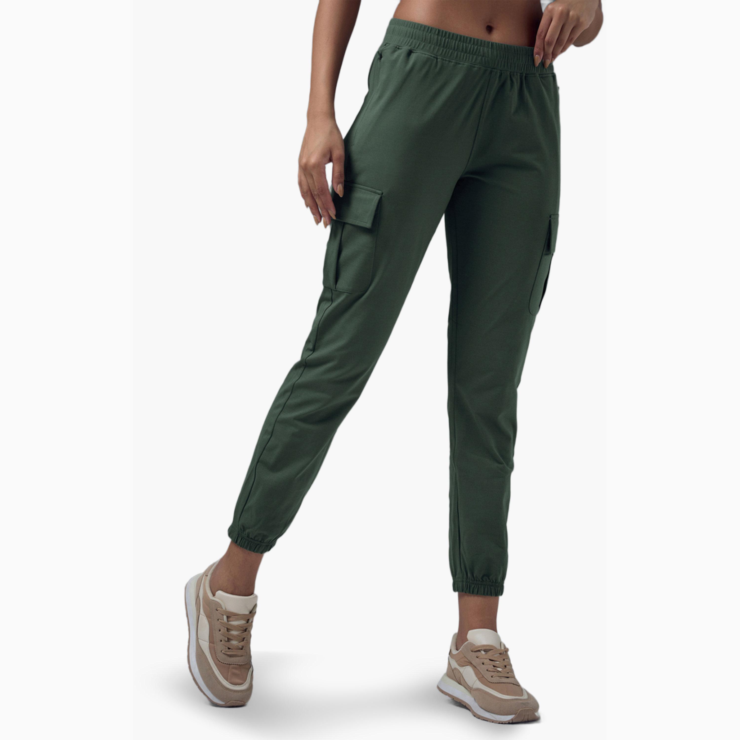 Technosport X Styli Slim Fit Solid Cargo Joggers with TECHNO GUARD-women-clothing-sportswearandactivewear-bottoms-joggersandtrackpants-image-3