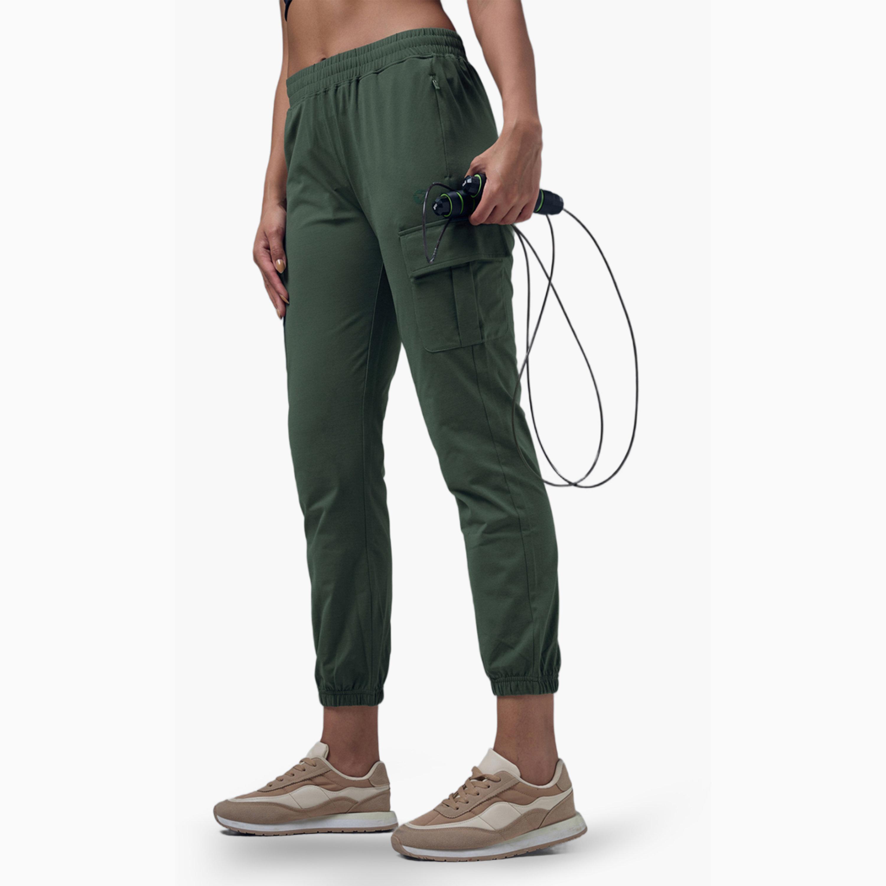 Technosport X Styli Slim Fit Solid Cargo Joggers with TECHNO GUARD-women-clothing-sportswearandactivewear-bottoms-joggersandtrackpants-image-4