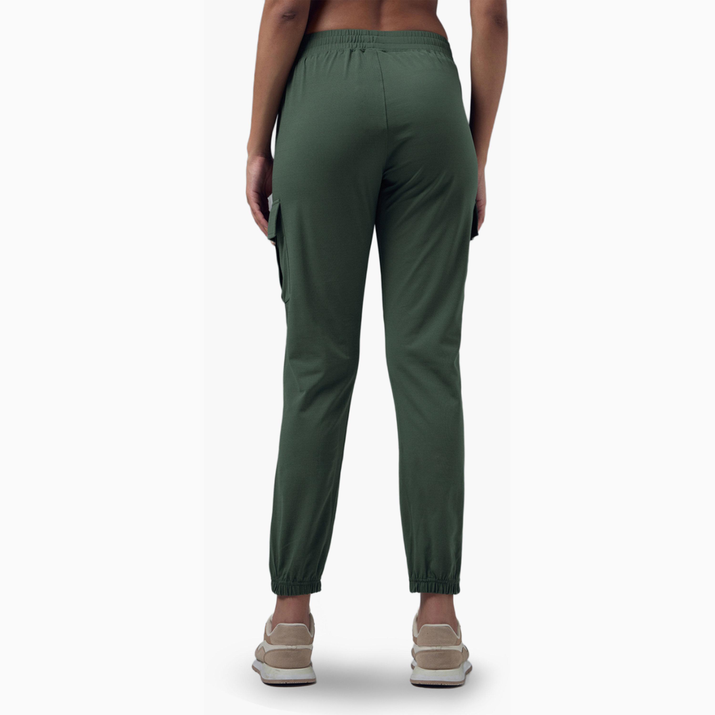 Technosport X Styli Slim Fit Solid Cargo Joggers with TECHNO GUARD-women-clothing-sportswearandactivewear-bottoms-joggersandtrackpants-image-5