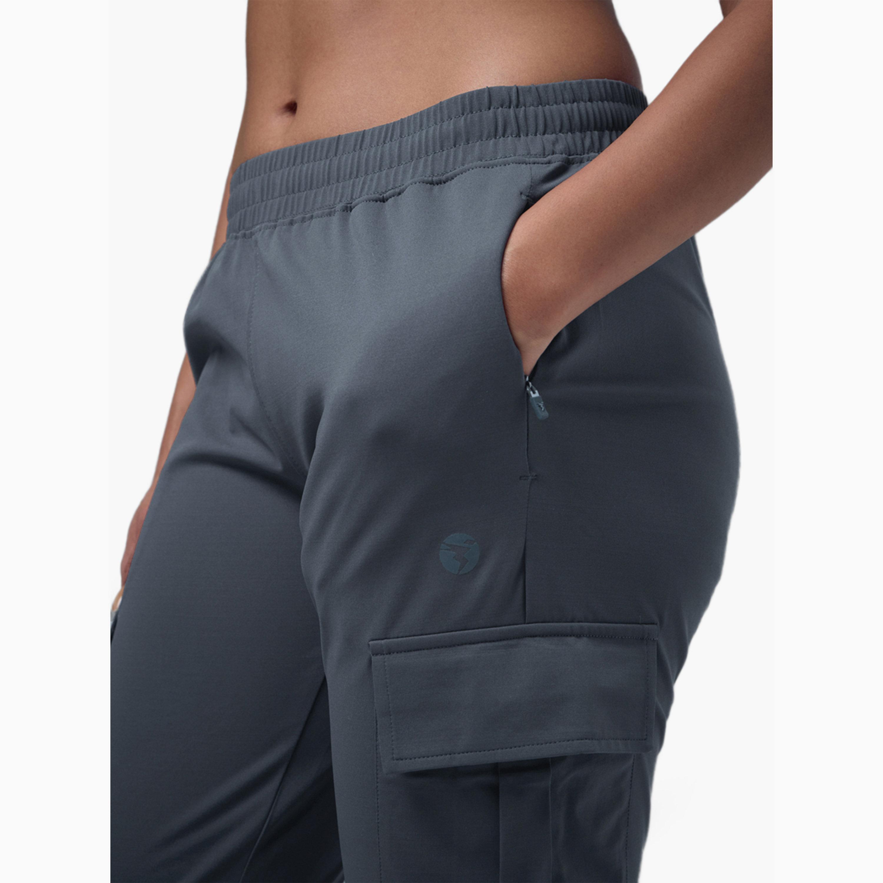 Technosport X Styli Slim Fit Solid Cargo Joggers with TECHNO GUARD-women-clothing-sportswearandactivewear-bottoms-joggersandtrackpants-image-4